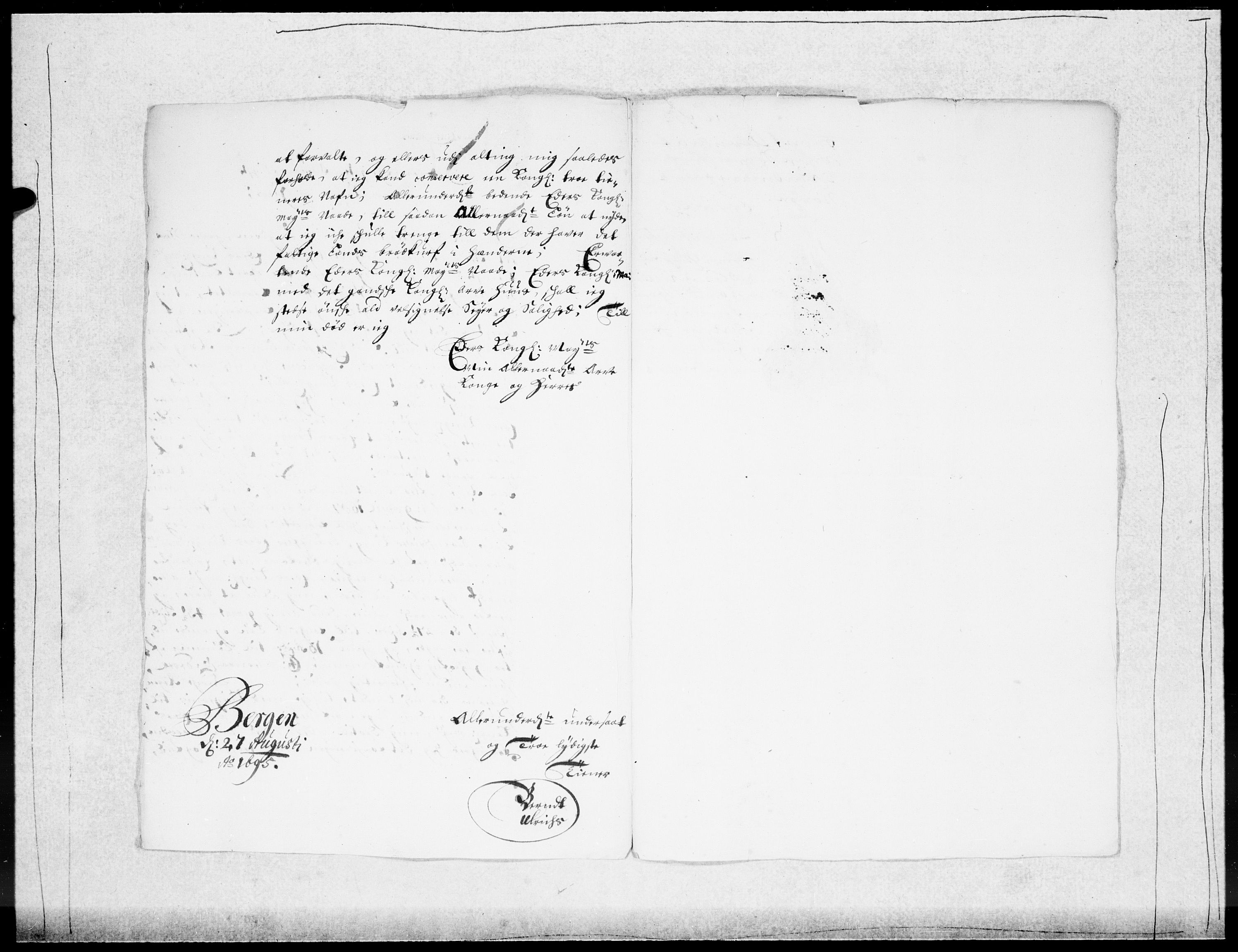 Danske Kanselli 1572-1799, RA/EA-3023/F/Fc/Fcc/Fcca/L0047: Norske innlegg 1572-1799, 1695-1697, p. 28