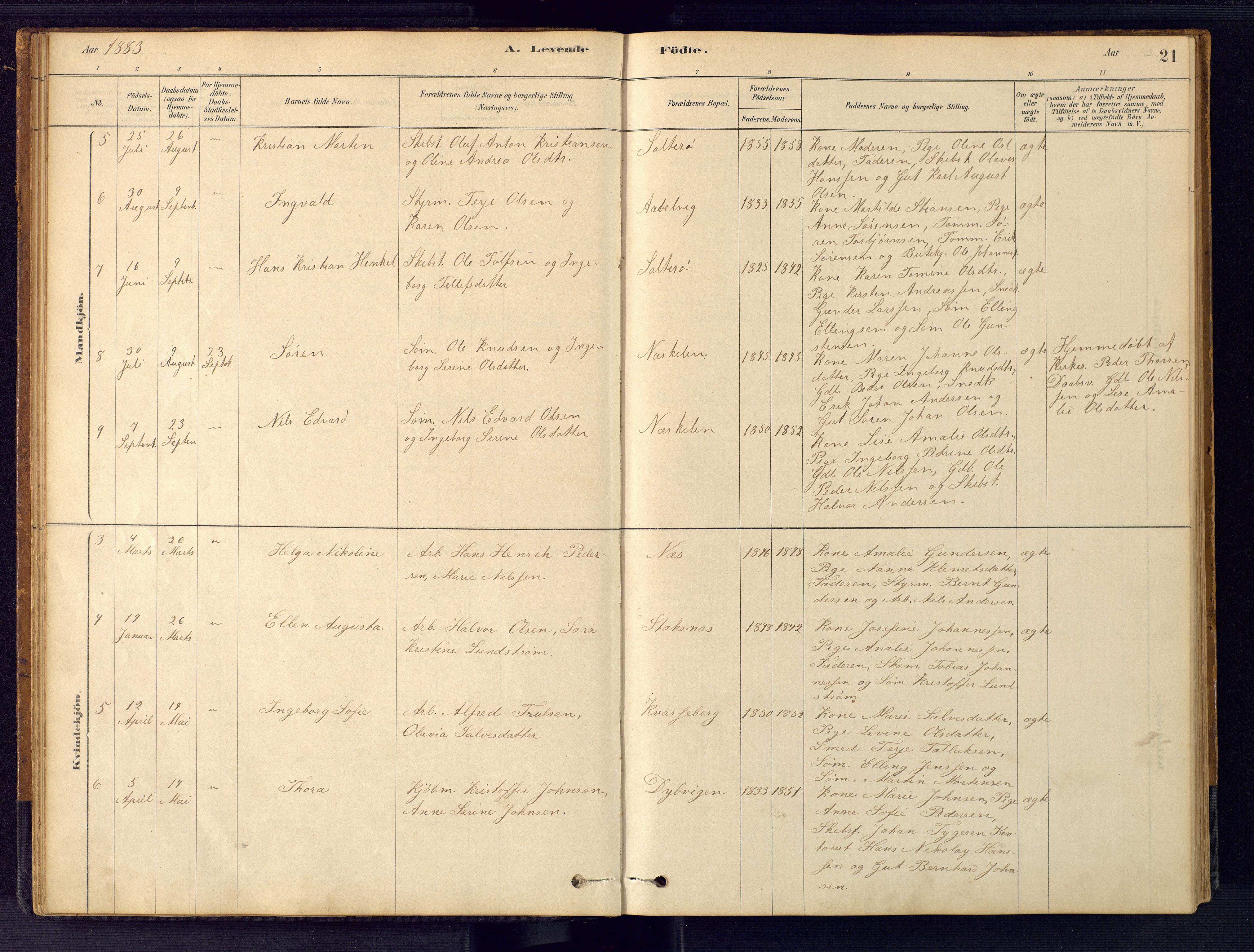 Austre Moland sokneprestkontor, AV/SAK-1111-0001/F/Fb/Fbb/L0001: Parish register (copy) no. B 1, 1878-1904, p. 21