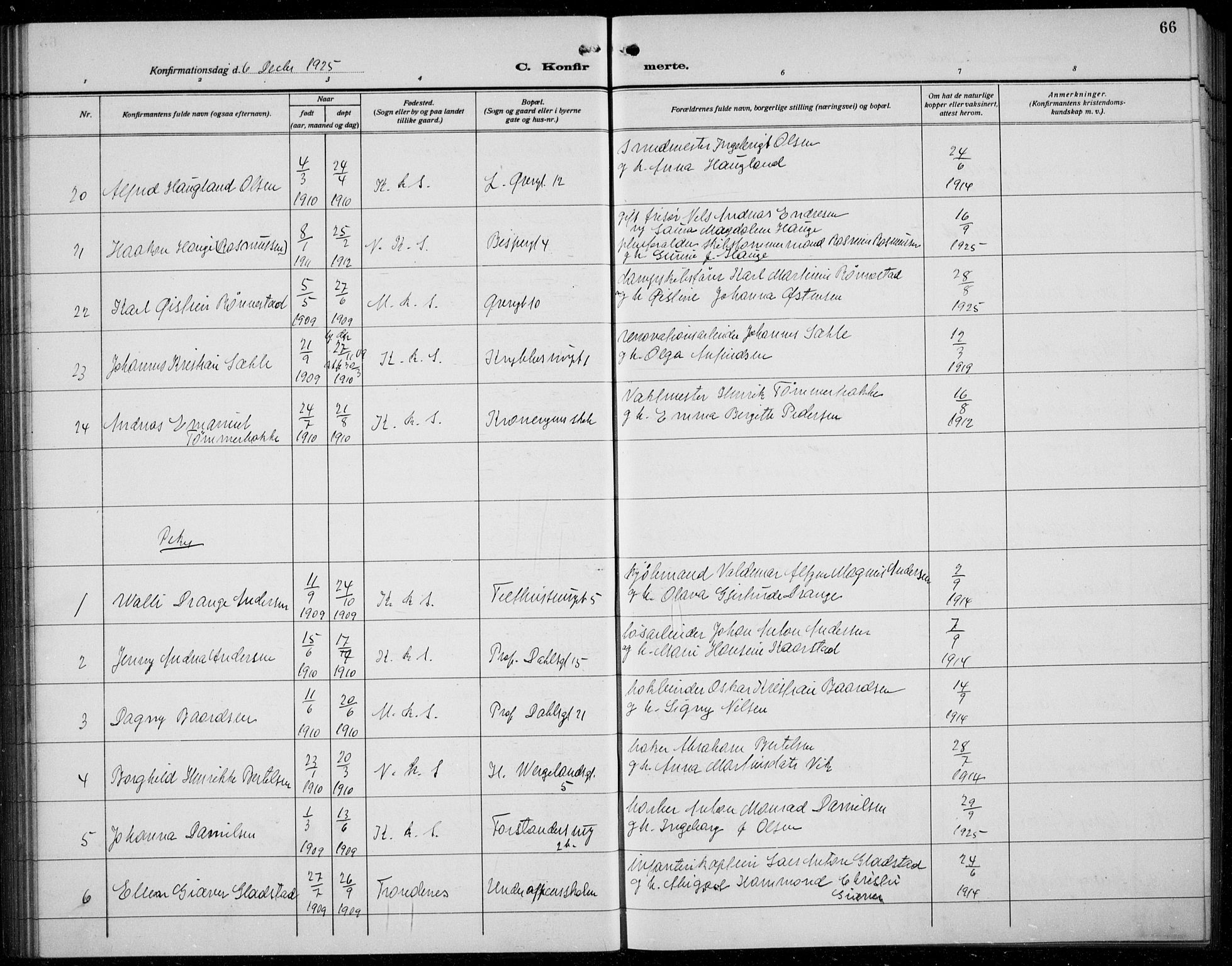 Korskirken sokneprestembete, SAB/A-76101/H/Hab: Parish register (copy) no. C 6, 1918-1941, p. 66