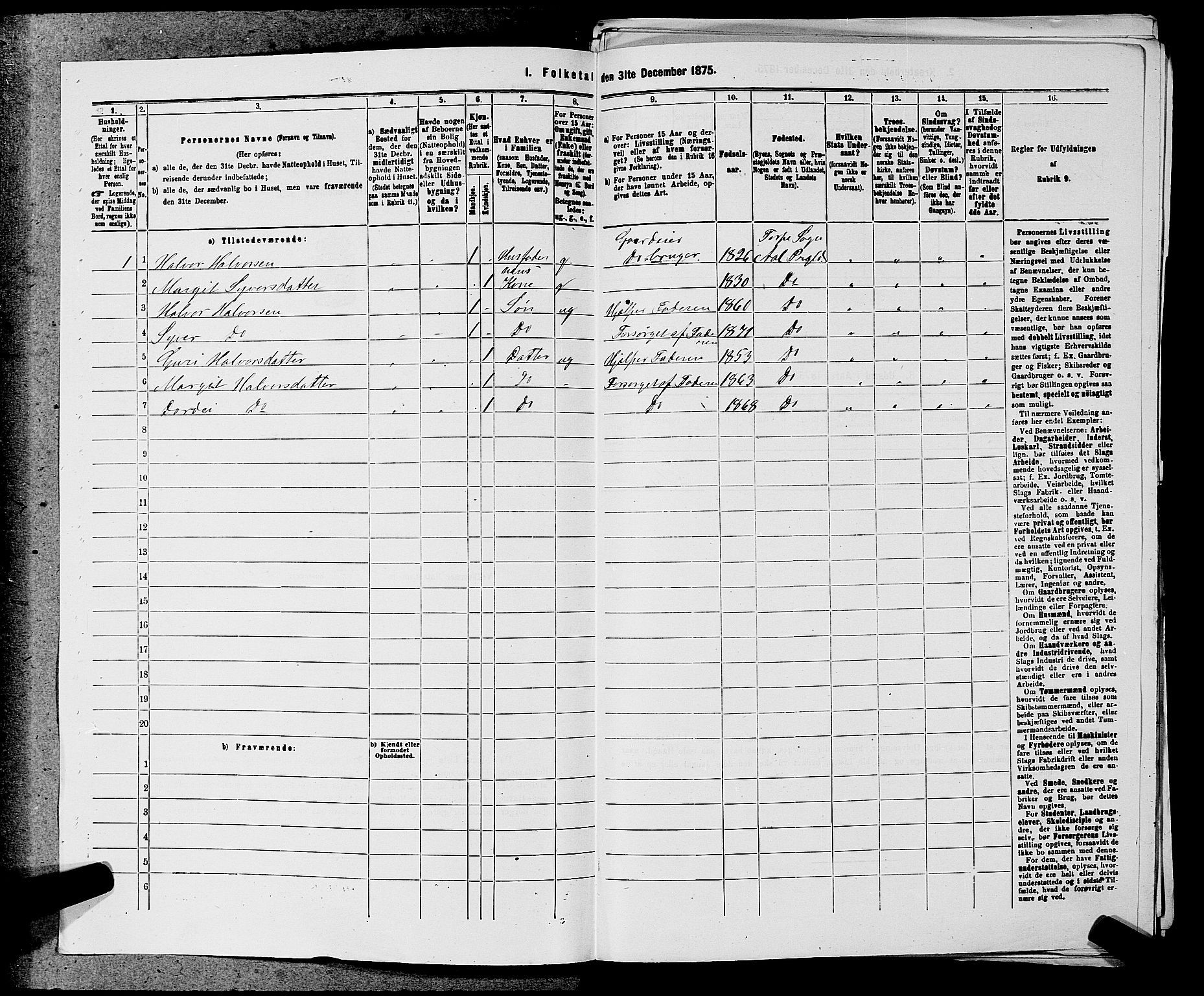 SAKO, 1875 census for 0619P Ål, 1875, p. 209