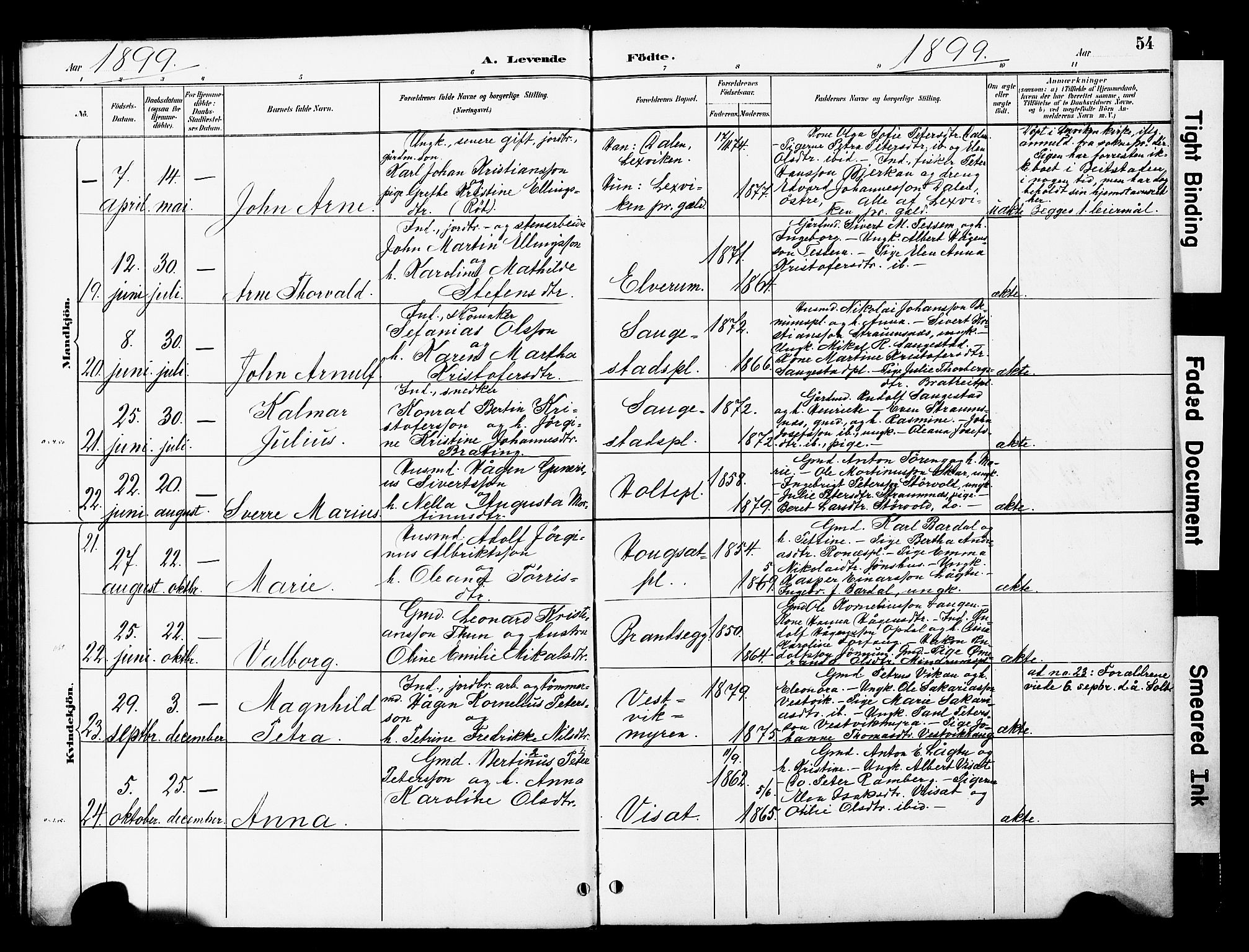 Ministerialprotokoller, klokkerbøker og fødselsregistre - Nord-Trøndelag, SAT/A-1458/741/L0396: Parish register (official) no. 741A10, 1889-1901, p. 54