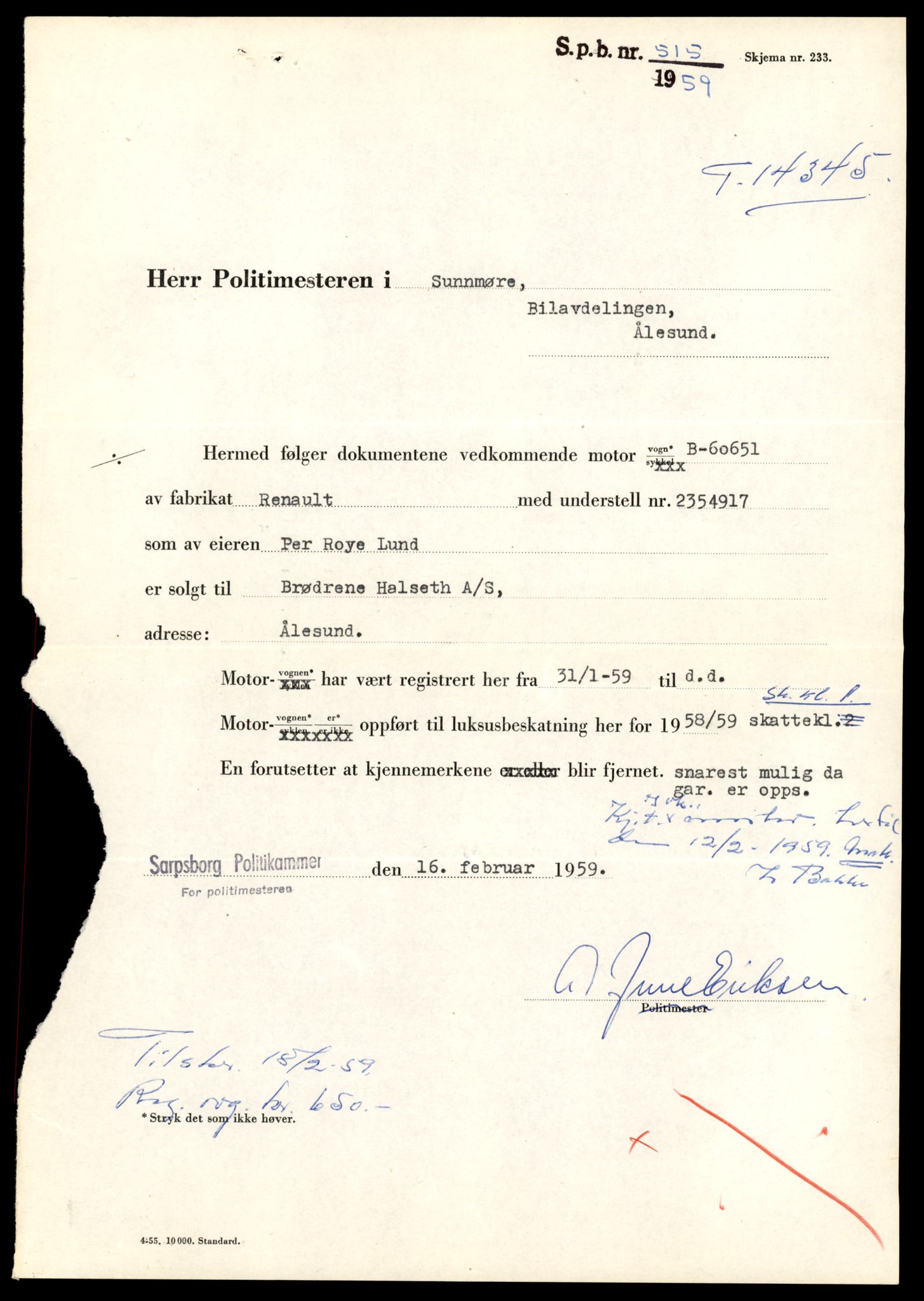 Møre og Romsdal vegkontor - Ålesund trafikkstasjon, AV/SAT-A-4099/F/Fe/L0045: Registreringskort for kjøretøy T 14320 - T 14444, 1927-1998, p. 649