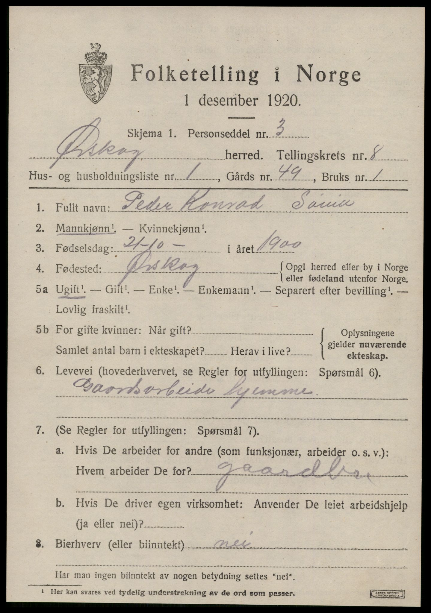 SAT, 1920 census for Ørskog, 1920, p. 4188