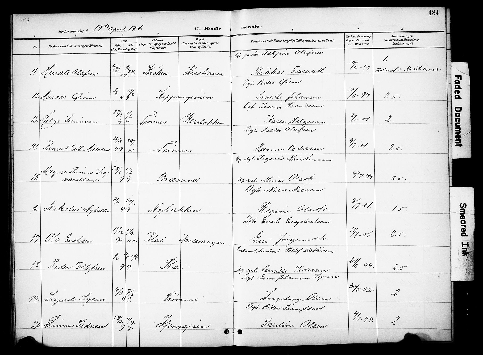 Stor-Elvdal prestekontor, AV/SAH-PREST-052/H/Ha/Hab/L0003: Parish register (copy) no. 3, 1895-1917, p. 184