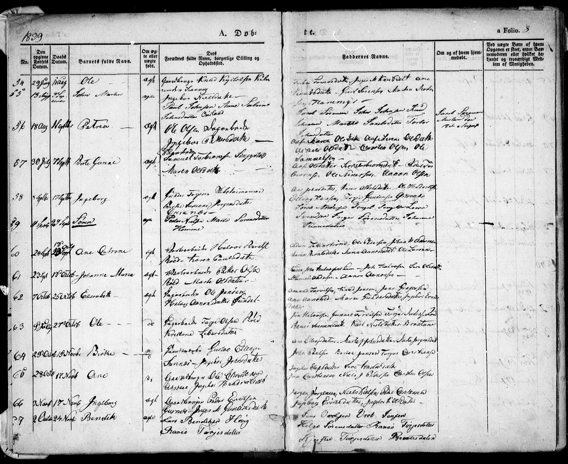 Søndeled sokneprestkontor, SAK/1111-0038/F/Fa/L0002: Parish register (official) no. A 2, 1839-1860, p. 8