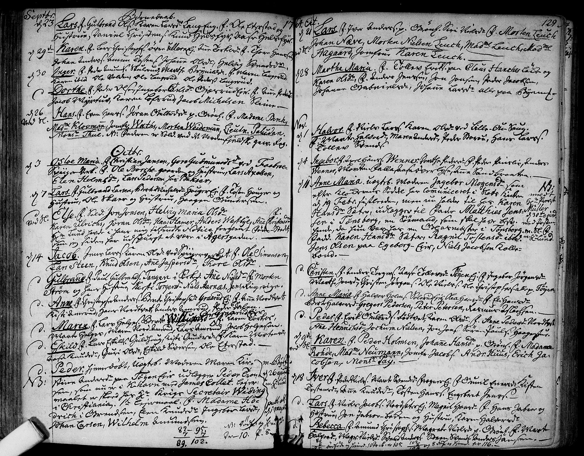 Aker prestekontor kirkebøker, SAO/A-10861/F/L0008: Parish register (official) no. 8, 1749-1765, p. 129