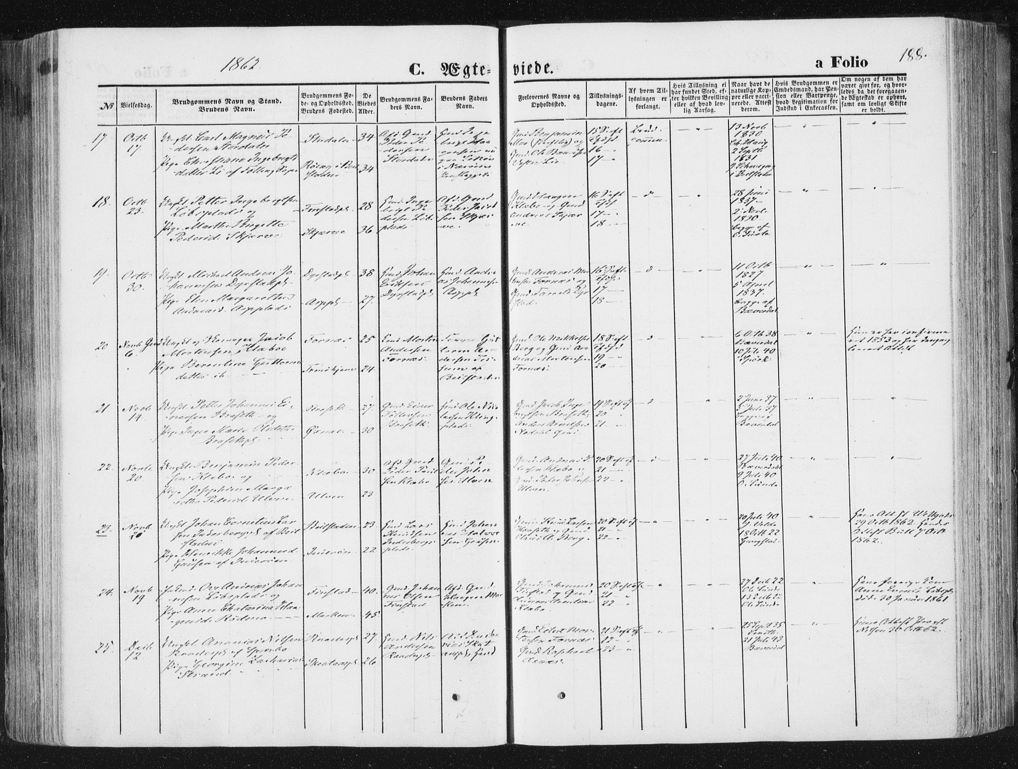 Ministerialprotokoller, klokkerbøker og fødselsregistre - Nord-Trøndelag, SAT/A-1458/746/L0447: Parish register (official) no. 746A06, 1860-1877, p. 188