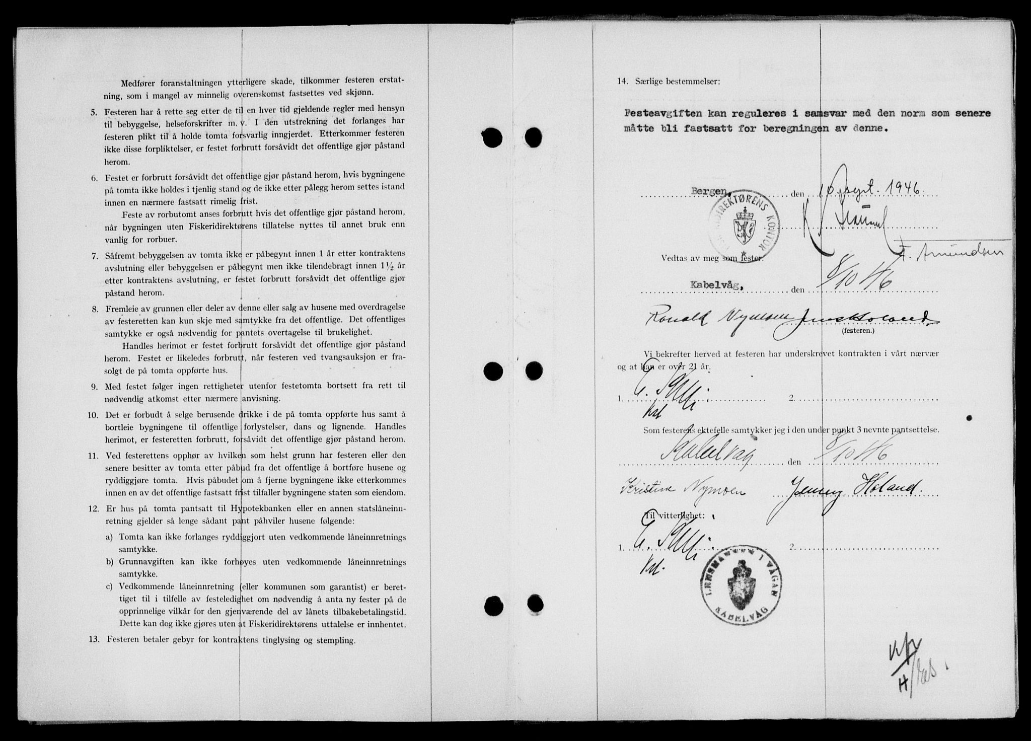 Lofoten sorenskriveri, SAT/A-0017/1/2/2C/L0014a: Mortgage book no. 14a, 1946-1946, Diary no: : 1397/1946