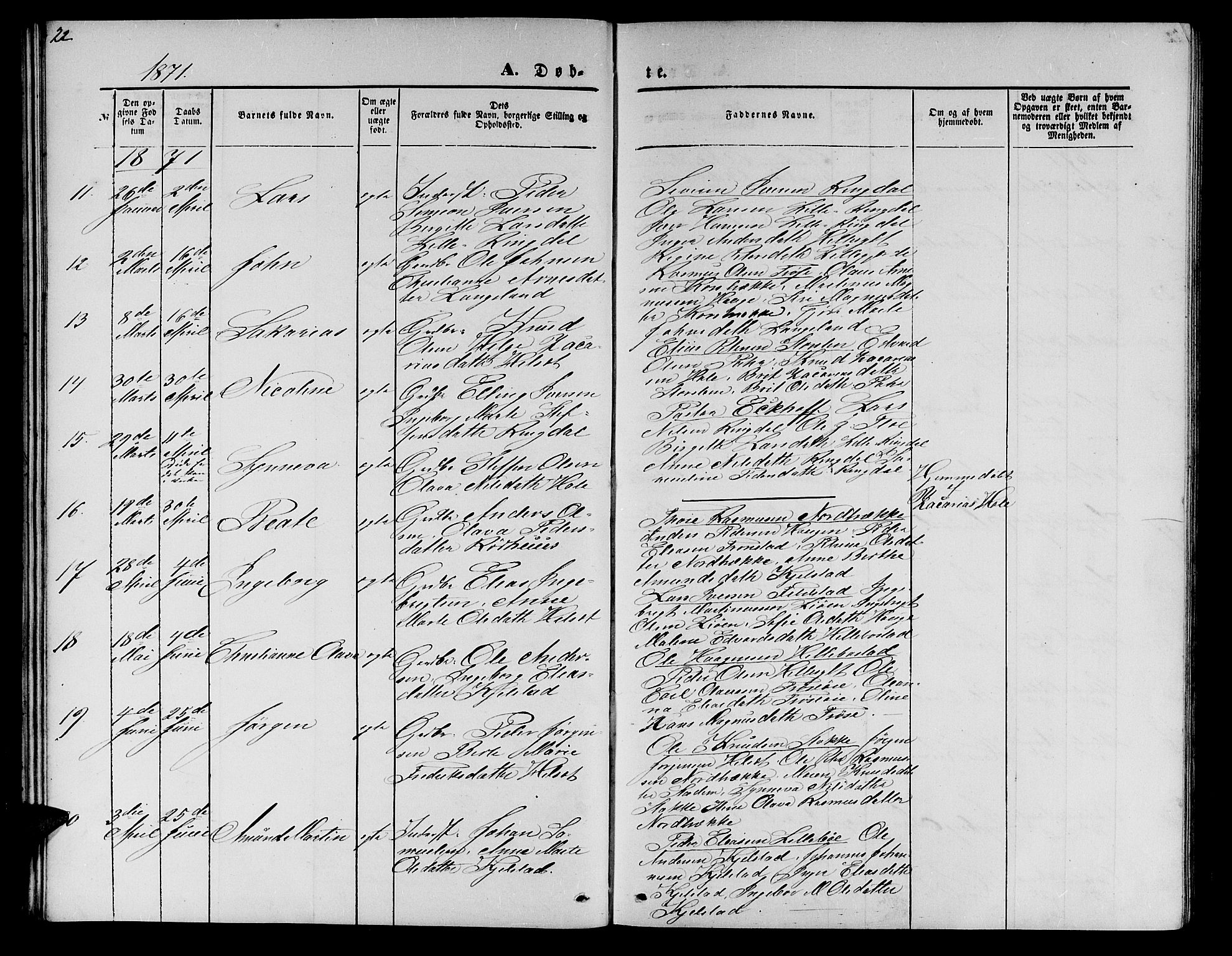 Ministerialprotokoller, klokkerbøker og fødselsregistre - Møre og Romsdal, AV/SAT-A-1454/517/L0229: Parish register (copy) no. 517C02, 1864-1879, p. 22