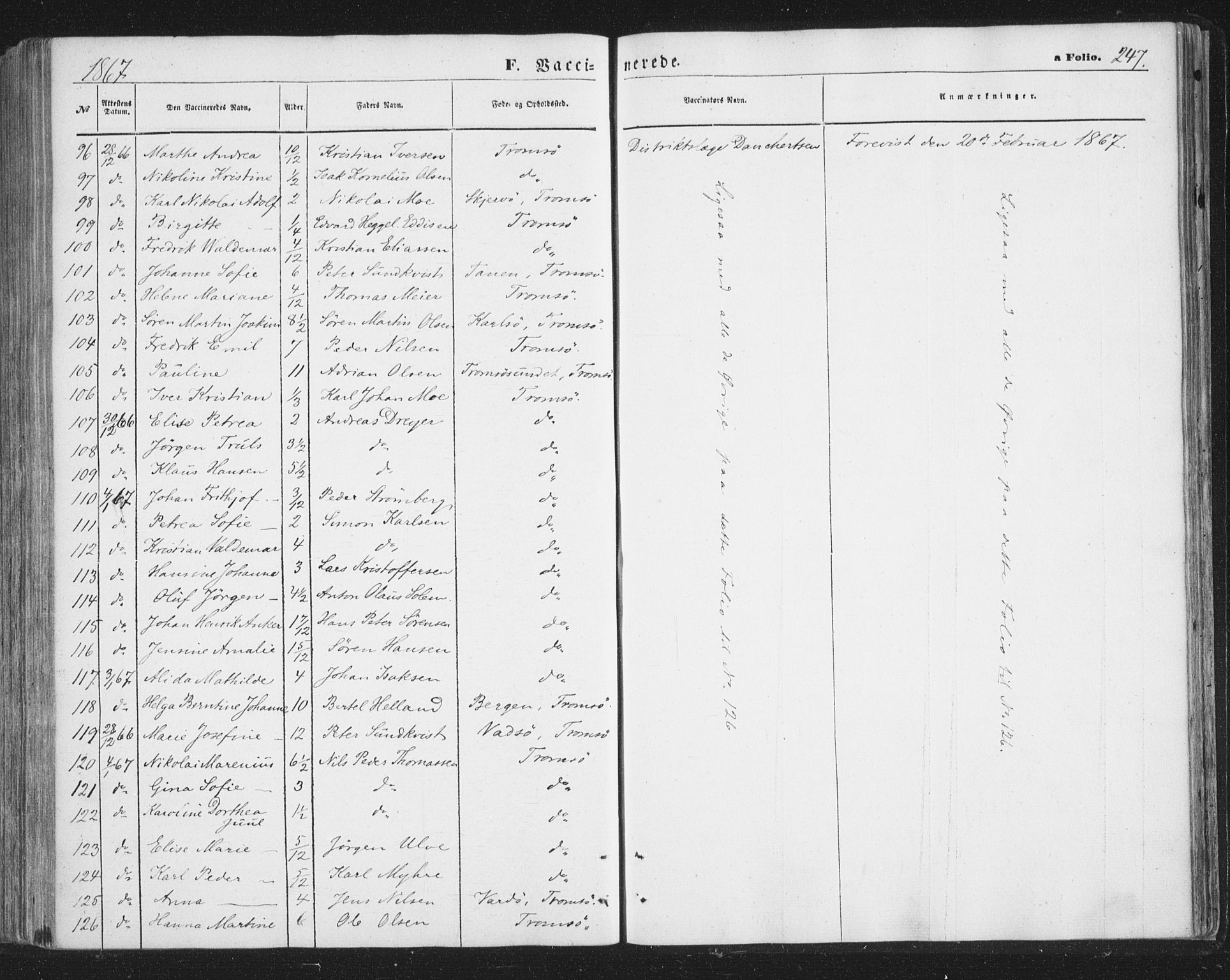 Tromsø sokneprestkontor/stiftsprosti/domprosti, AV/SATØ-S-1343/G/Ga/L0012kirke: Parish register (official) no. 12, 1865-1871, p. 247