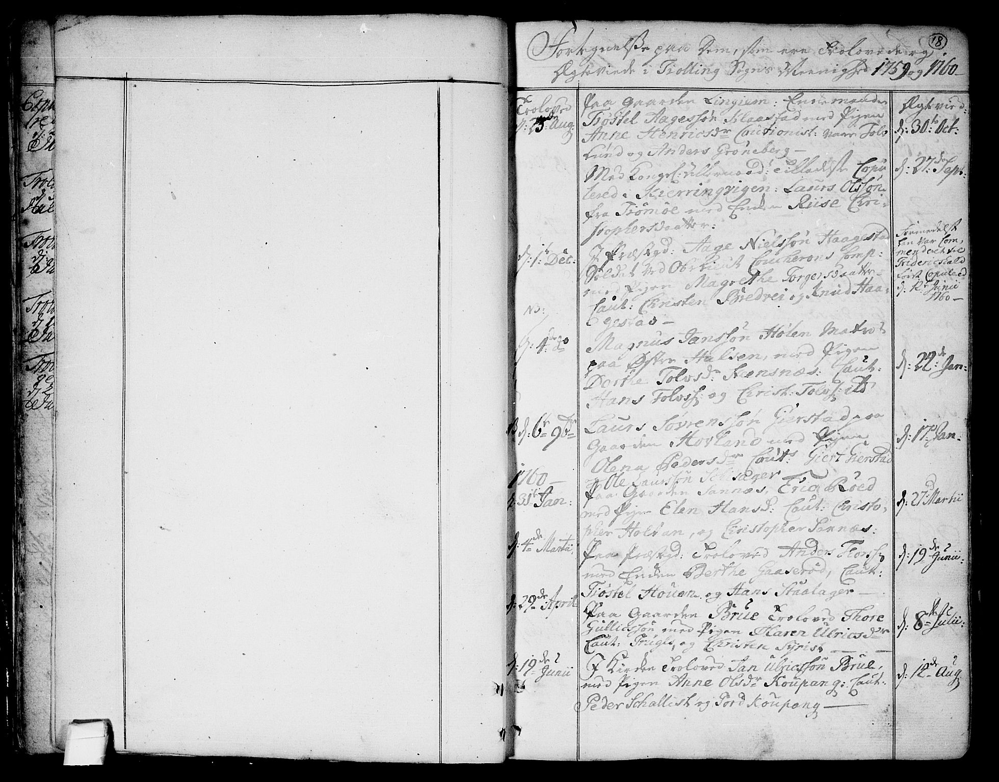 Tjølling kirkebøker, SAKO/A-60/F/Fa/L0003: Parish register (official) no. 3, 1735-1778, p. 18