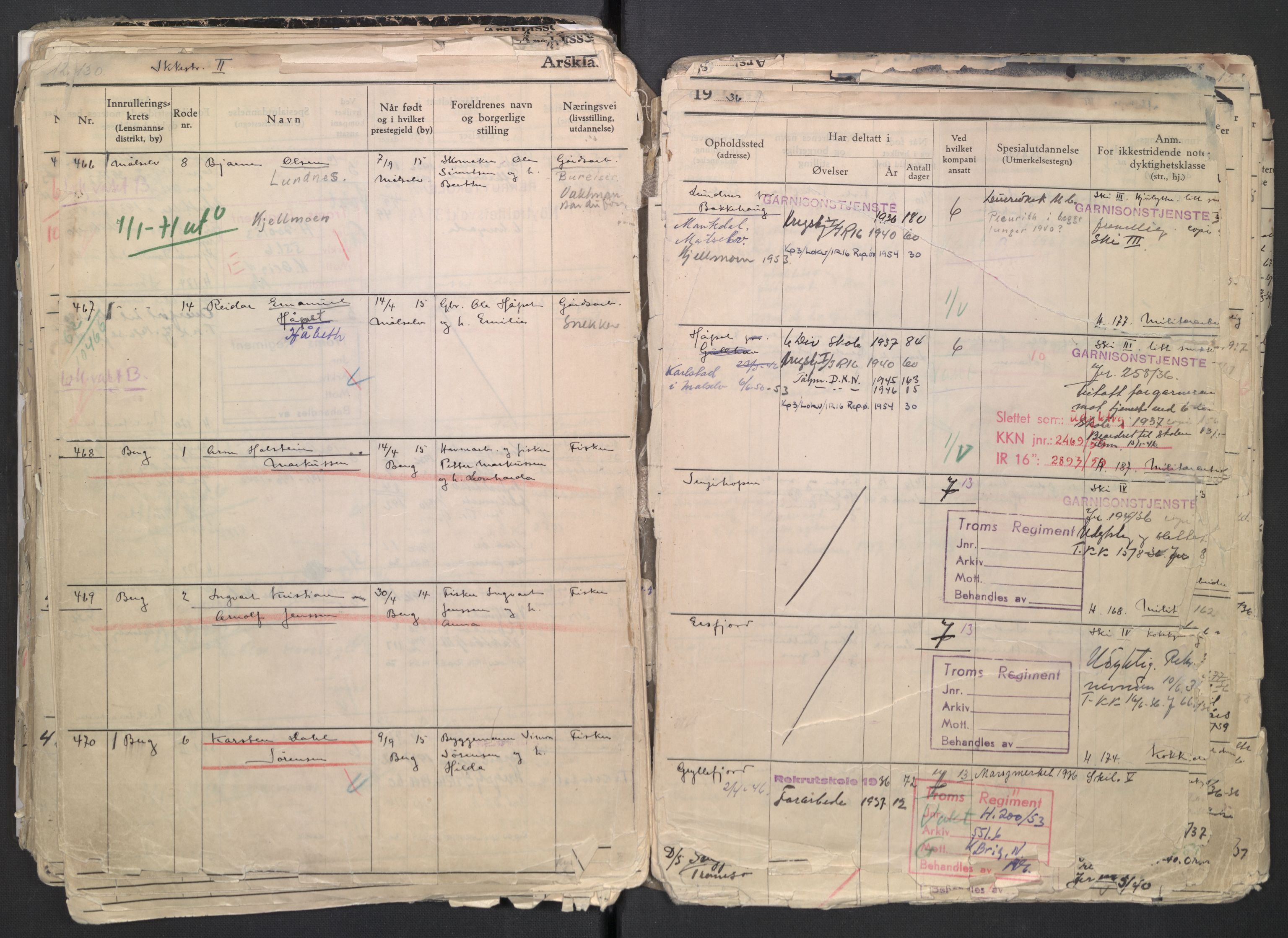 Forsvaret, Troms infanteriregiment nr. 16, AV/RA-RAFA-3146/P/Pa/L0007/0001: Ruller / Rulle for regimentets menige mannskaper, årsklasse 1936, 1936, p. 130