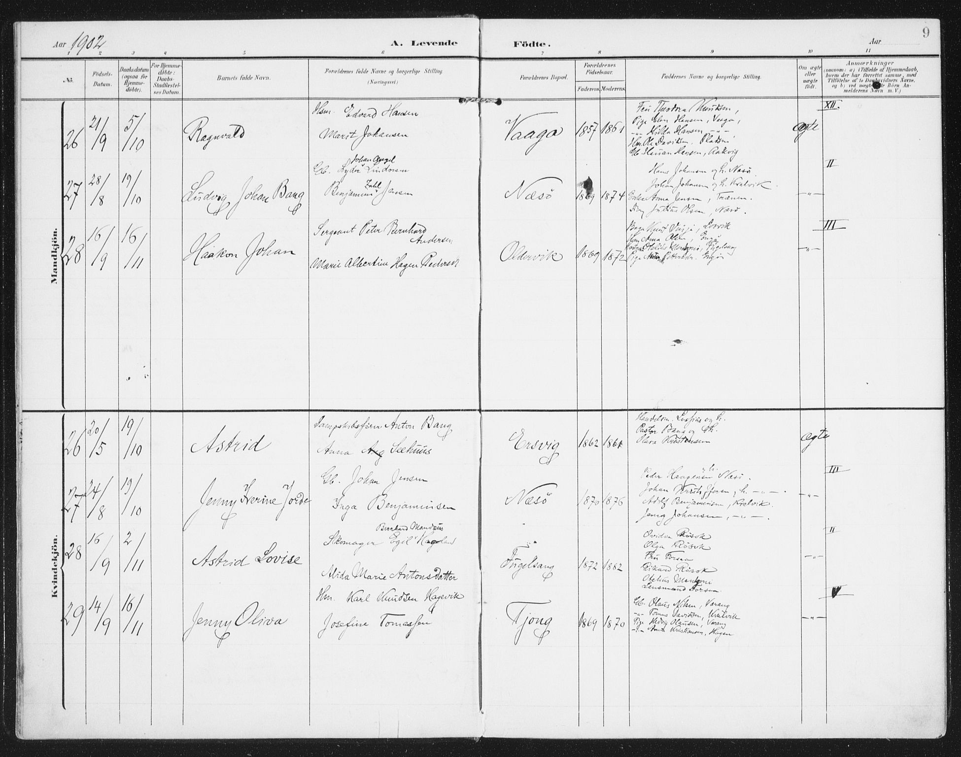 Ministerialprotokoller, klokkerbøker og fødselsregistre - Nordland, AV/SAT-A-1459/841/L0612: Parish register (official) no. 841A15, 1902-1910, p. 9