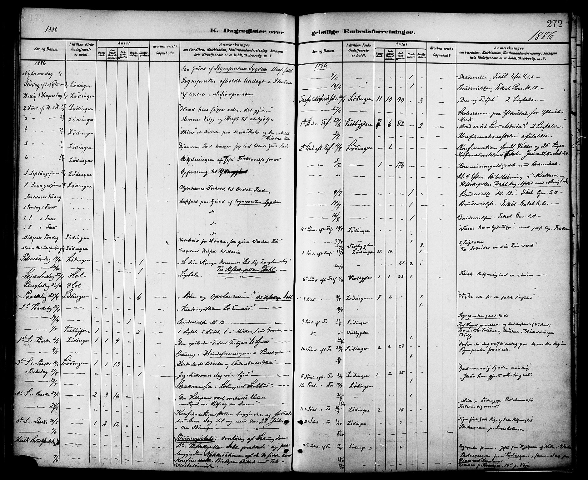 Ministerialprotokoller, klokkerbøker og fødselsregistre - Nordland, SAT/A-1459/872/L1035: Parish register (official) no. 872A10, 1884-1896, p. 272