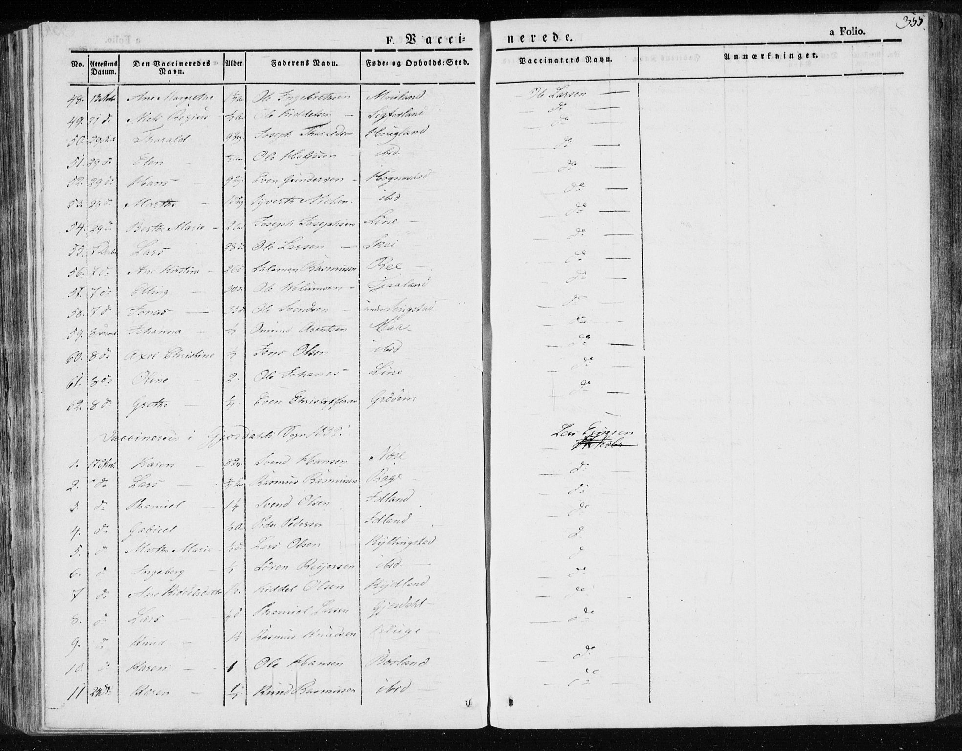 Lye sokneprestkontor, AV/SAST-A-101794/001/30BA/L0004: Parish register (official) no. A 4, 1826-1841, p. 355