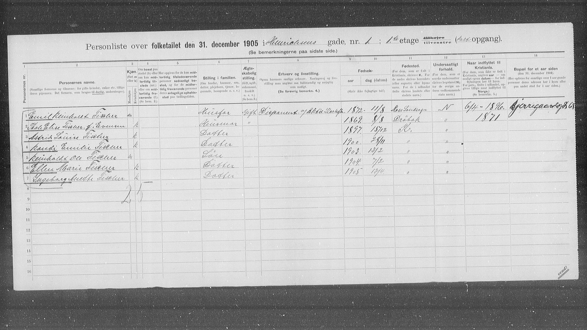 OBA, Municipal Census 1905 for Kristiania, 1905, p. 20004