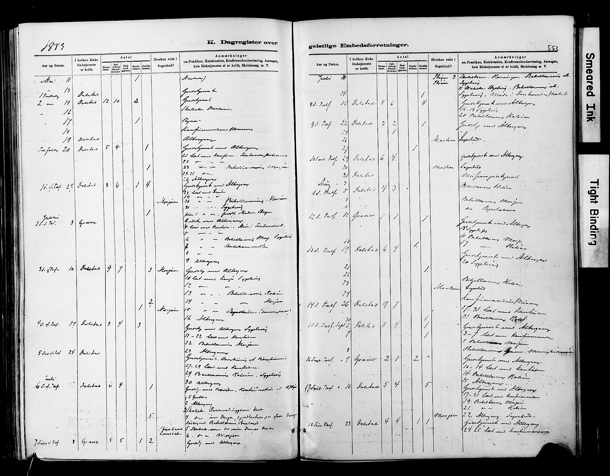 Ministerialprotokoller, klokkerbøker og fødselsregistre - Nordland, SAT/A-1459/820/L0295: Parish register (official) no. 820A16, 1880-1896, p. 553
