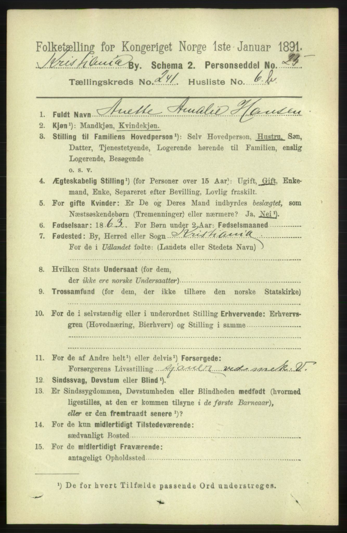 RA, 1891 census for 0301 Kristiania, 1891, p. 141944