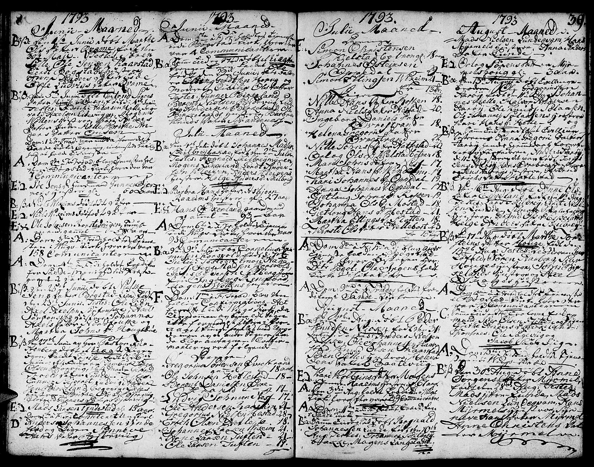 Gaular sokneprestembete, SAB/A-80001/H/Haa: Parish register (official) no. A 2, 1785-1821, p. 39