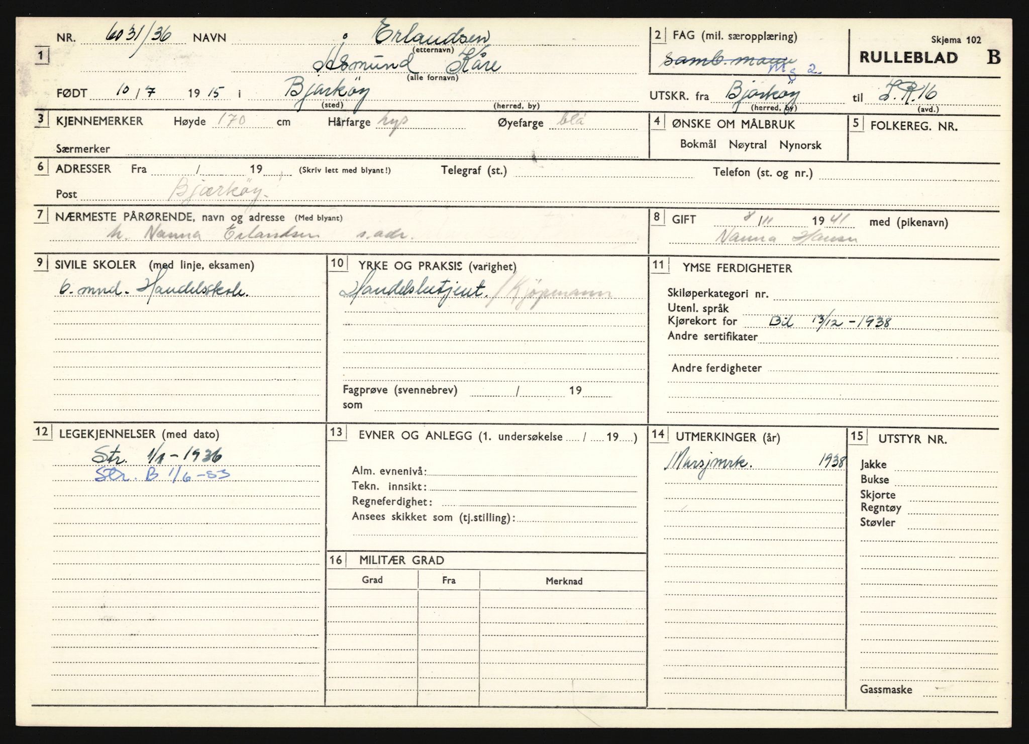 Forsvaret, Troms infanteriregiment nr. 16, AV/RA-RAFA-3146/P/Pa/L0020: Rulleblad for regimentets menige mannskaper, årsklasse 1936, 1936, p. 221