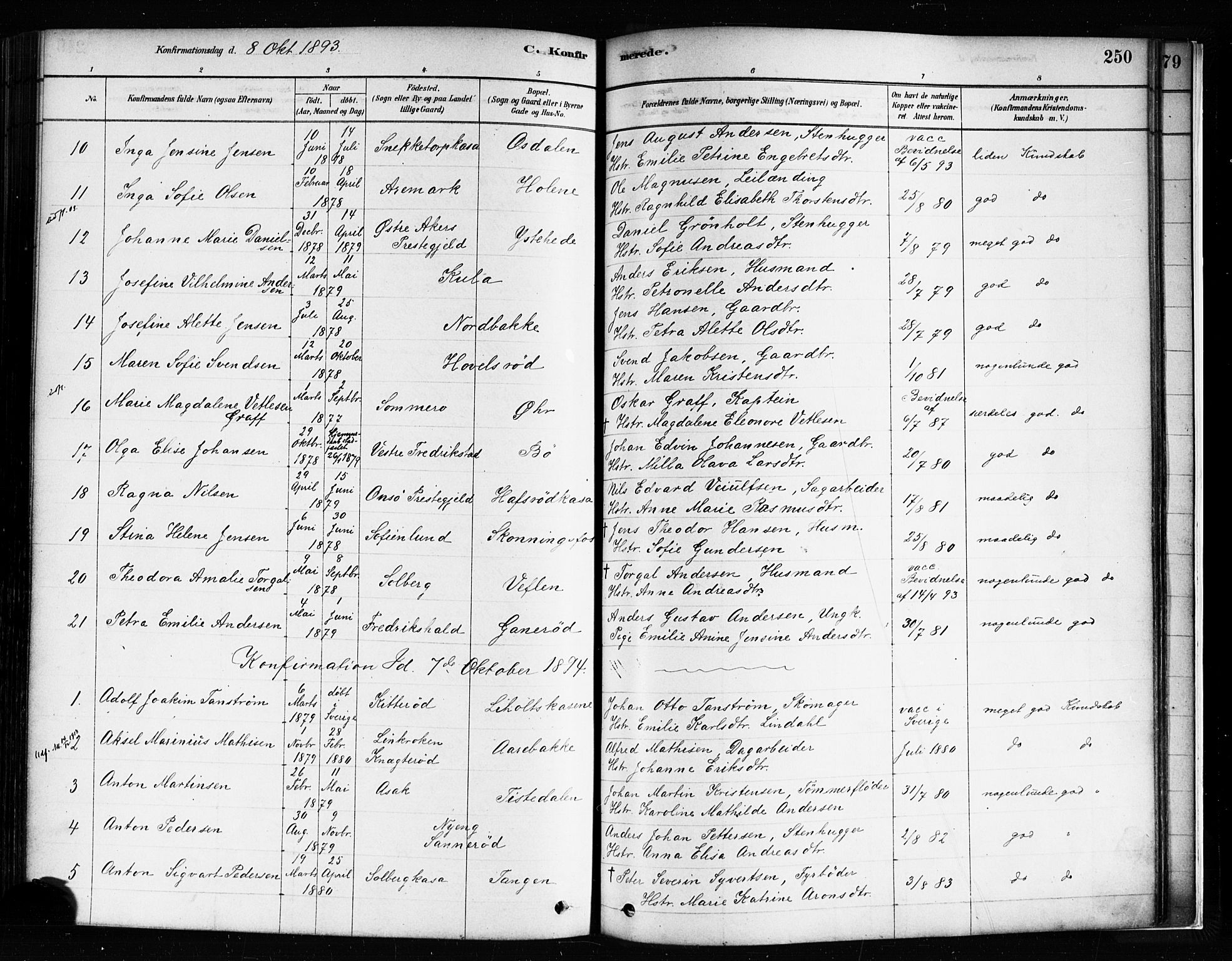 Idd prestekontor Kirkebøker, SAO/A-10911/F/Fc/L0006a: Parish register (official) no. III 6A, 1878-1903, p. 250