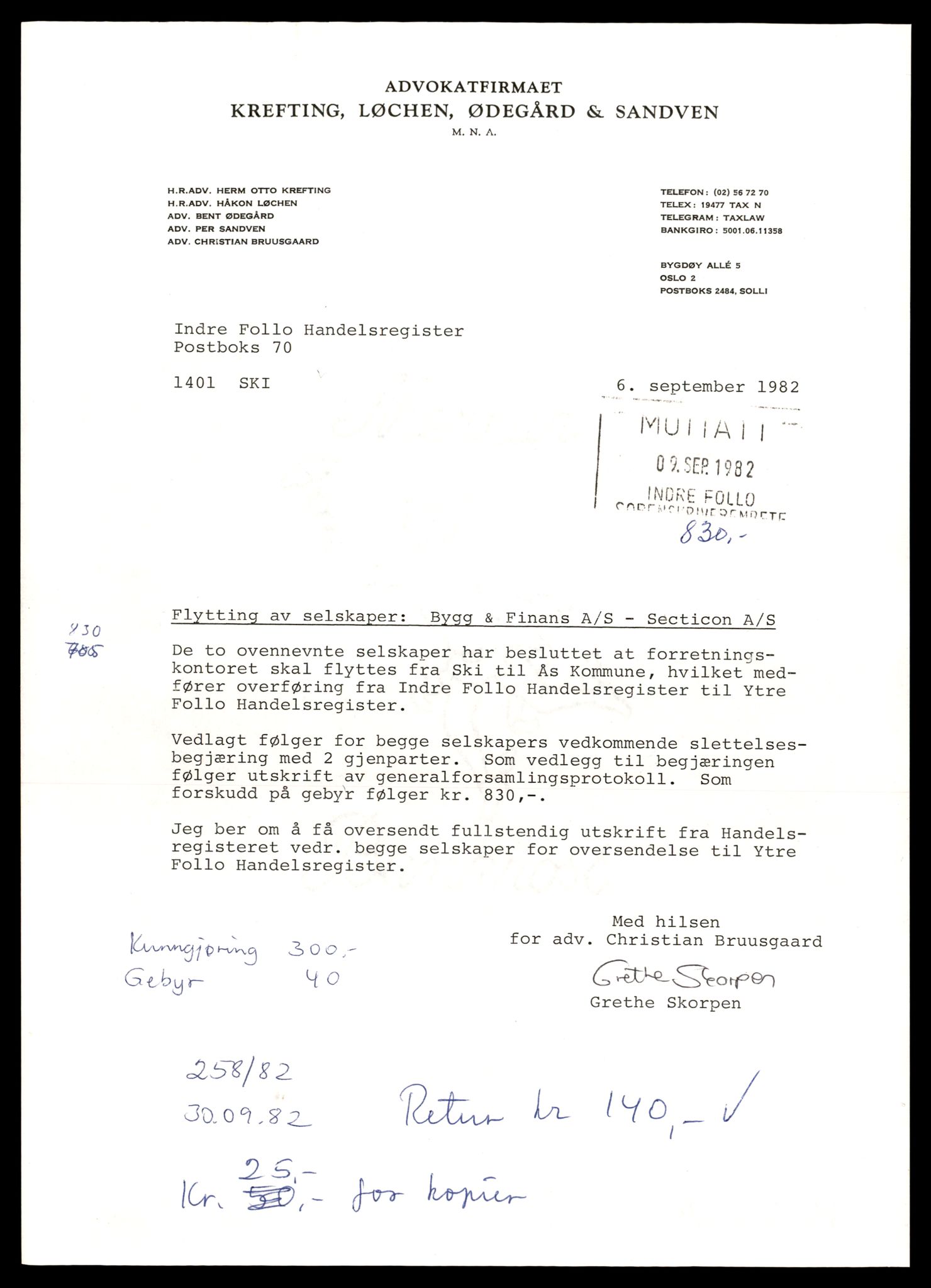 Indre Follo tingrett, SAT/A-10086/K/Kb/Kba/L0022: Aksjeselskap, Se - Ske, 1944-1990, p. 1