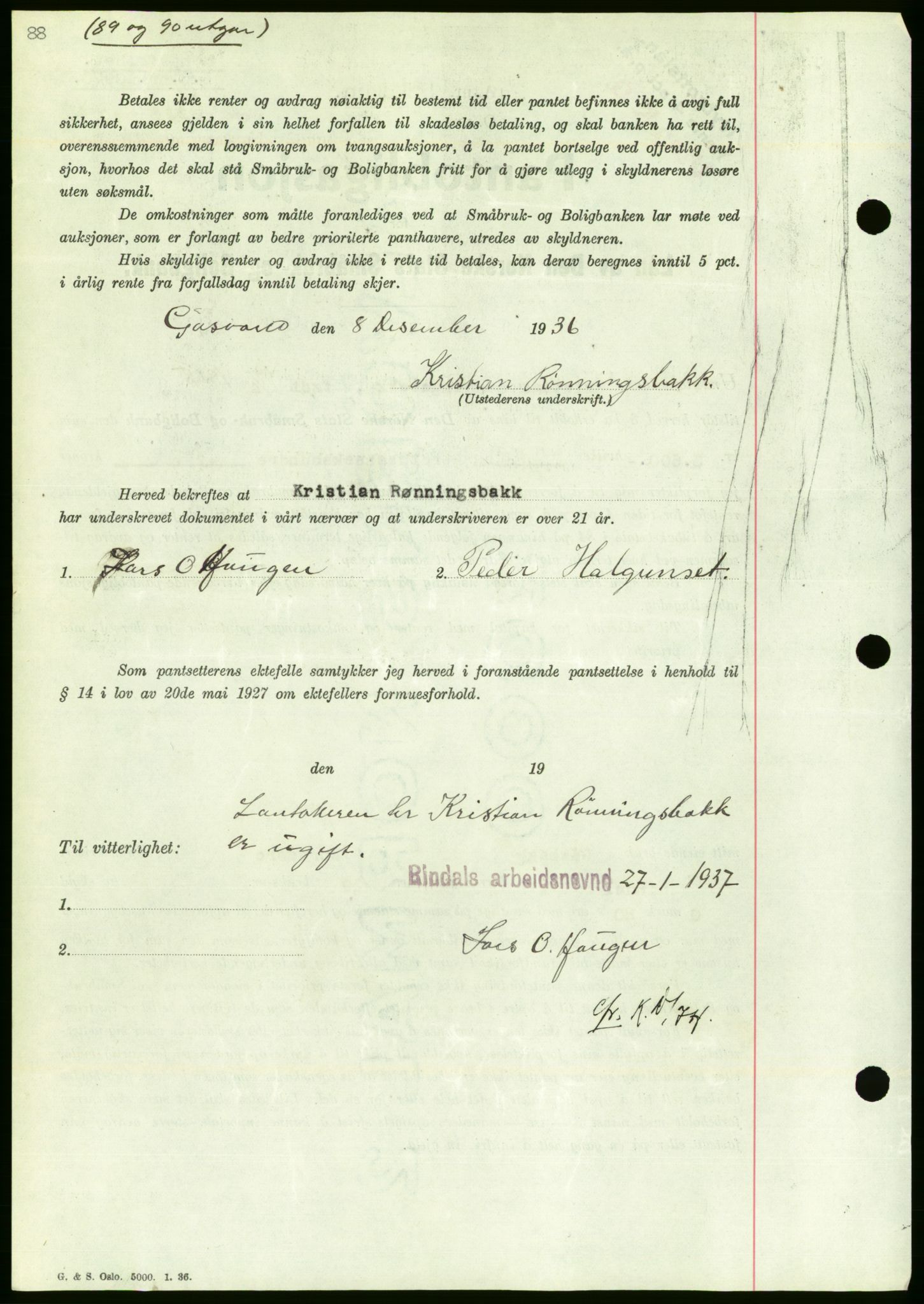 Nordmøre sorenskriveri, AV/SAT-A-4132/1/2/2Ca/L0091: Mortgage book no. B81, 1937-1937, Diary no: : 729/1937