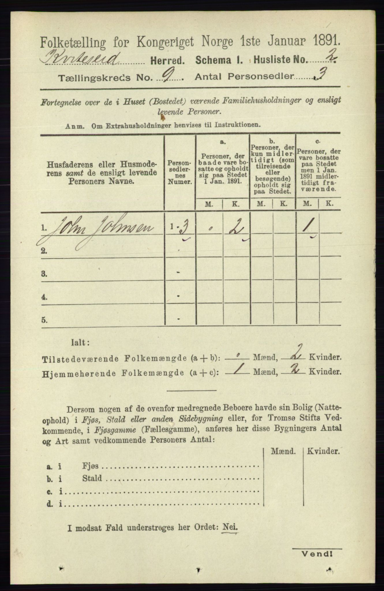 RA, 1891 census for 0829 Kviteseid, 1891, p. 1946