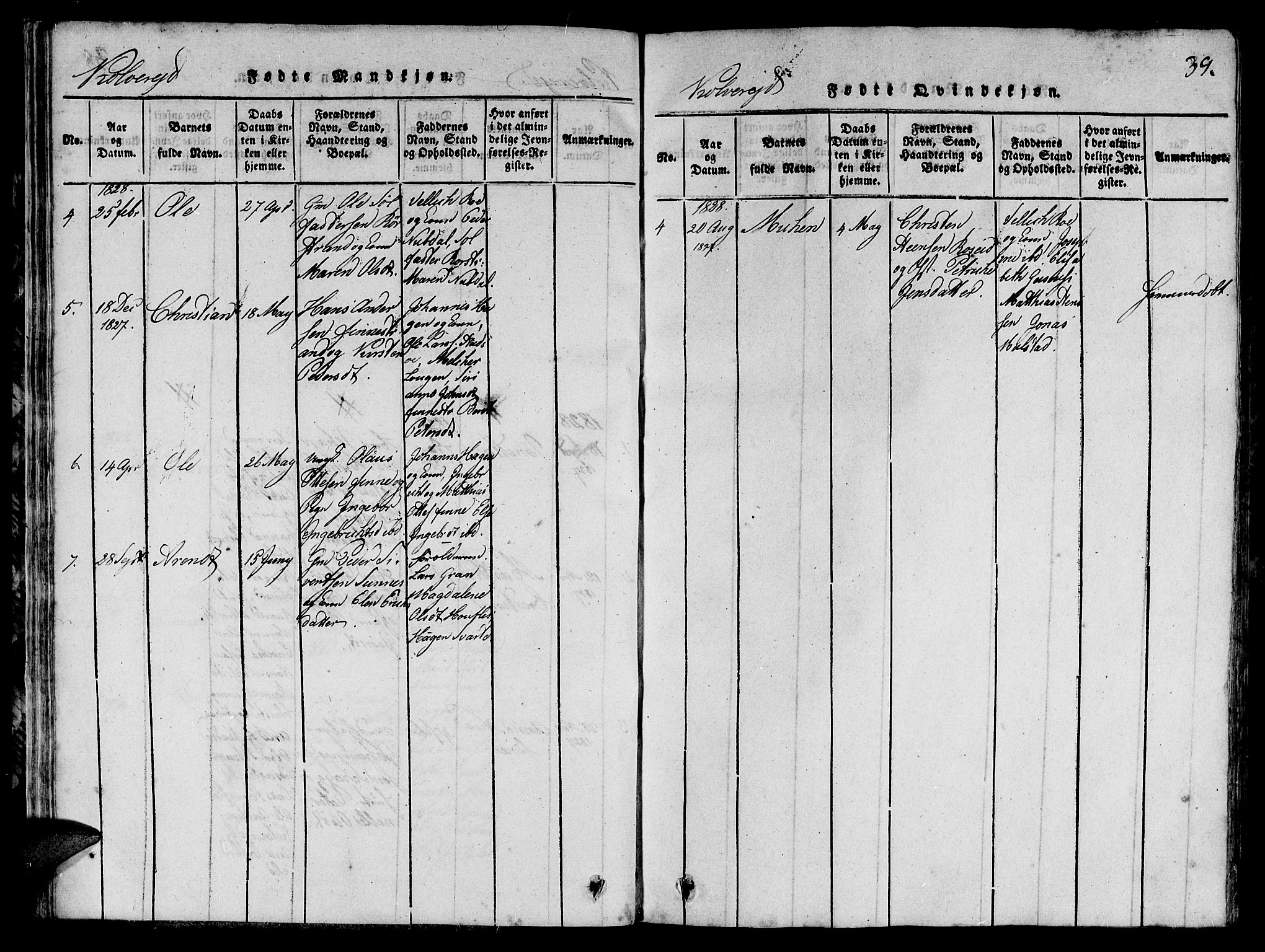 Ministerialprotokoller, klokkerbøker og fødselsregistre - Nord-Trøndelag, AV/SAT-A-1458/780/L0648: Parish register (copy) no. 780C01 /1, 1815-1870, p. 39