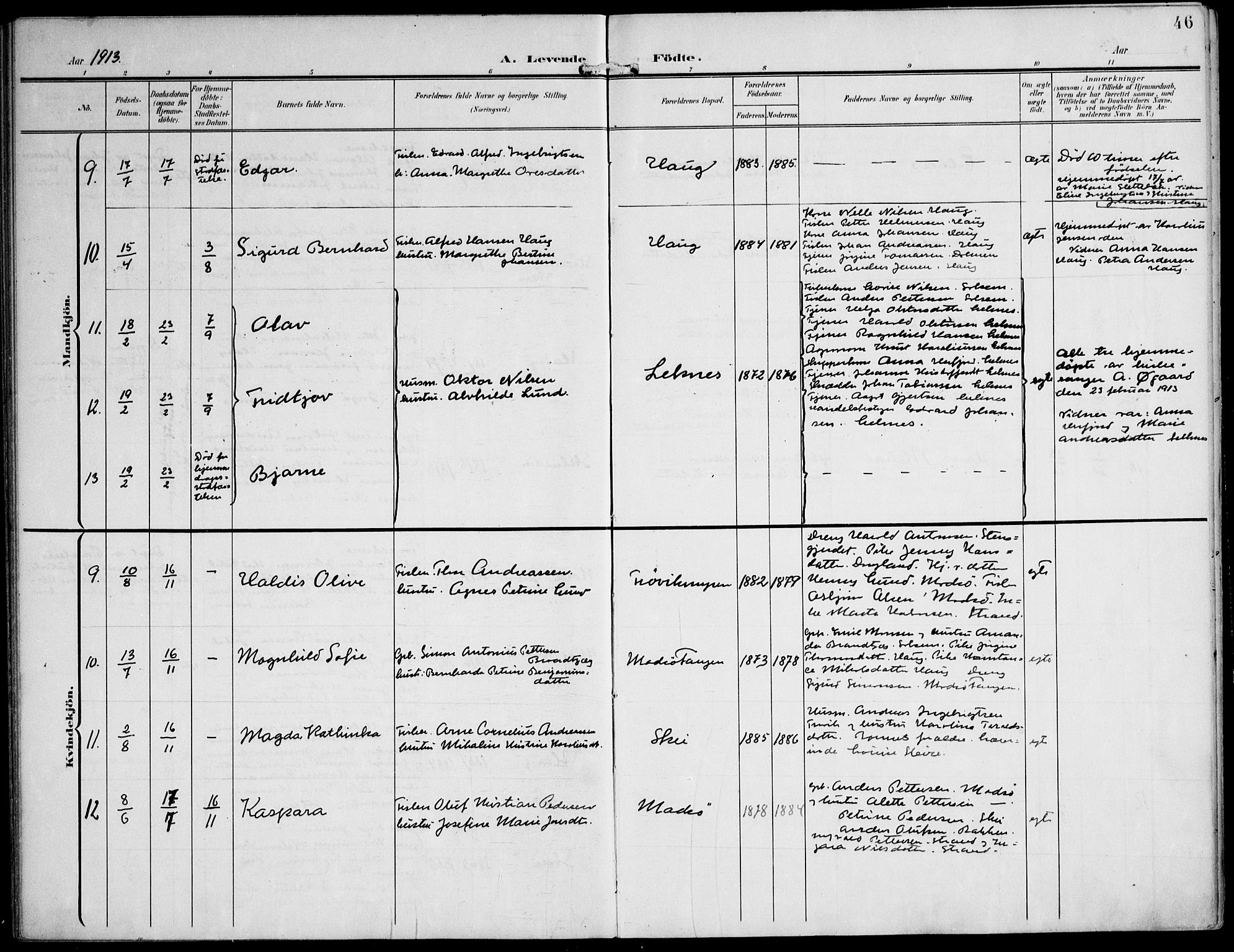 Ministerialprotokoller, klokkerbøker og fødselsregistre - Nord-Trøndelag, SAT/A-1458/788/L0698: Parish register (official) no. 788A05, 1902-1921, p. 46