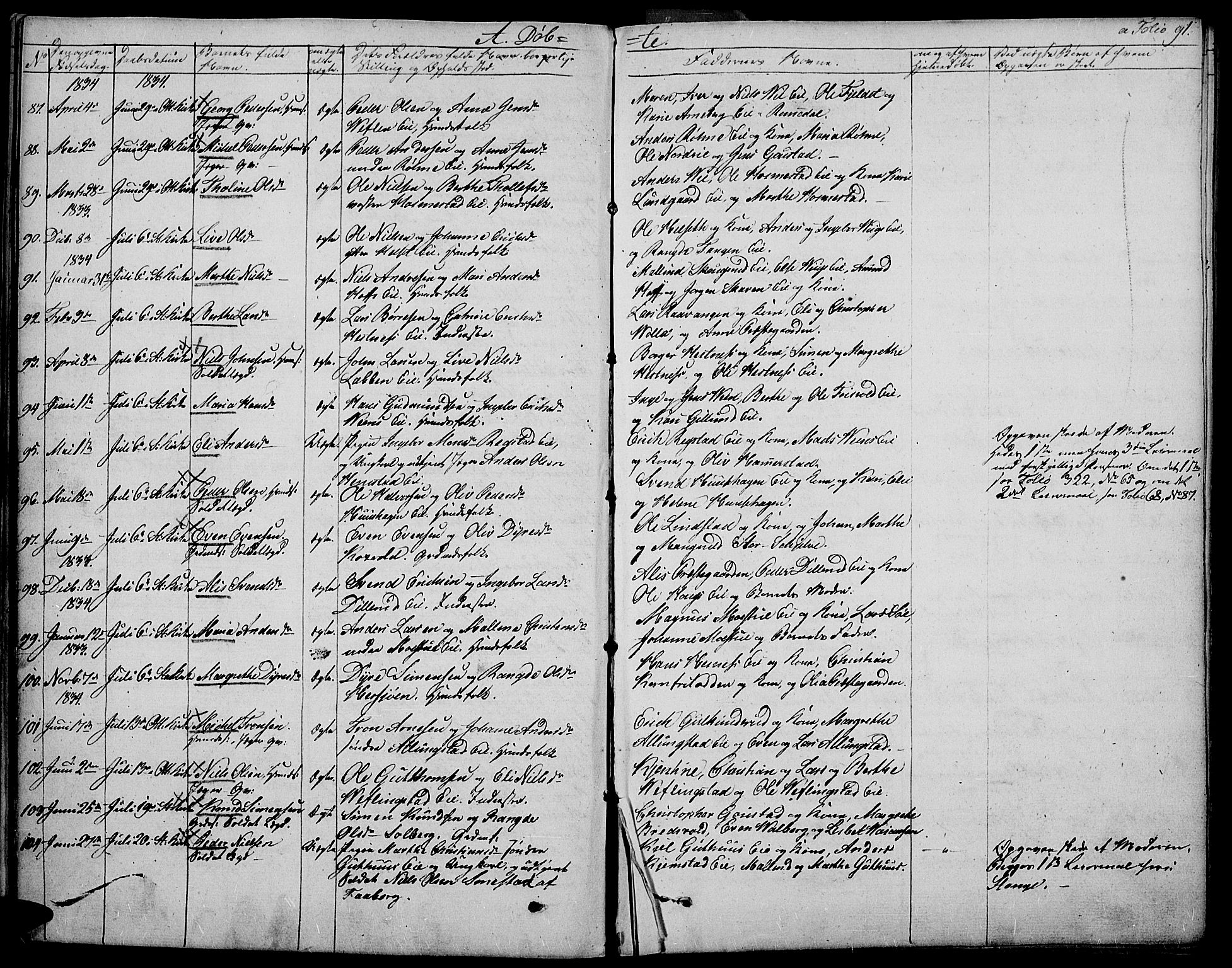 Stange prestekontor, AV/SAH-PREST-002/K/L0009: Parish register (official) no. 9, 1826-1835, p. 91