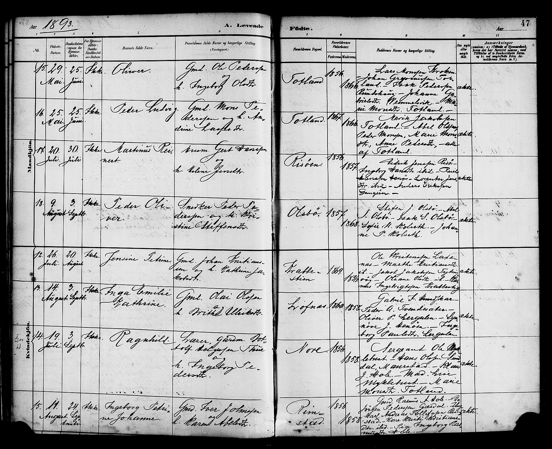 Davik sokneprestembete, AV/SAB-A-79701/H/Haa/Haad/L0001: Parish register (official) no. D 1, 1882-1900, p. 47