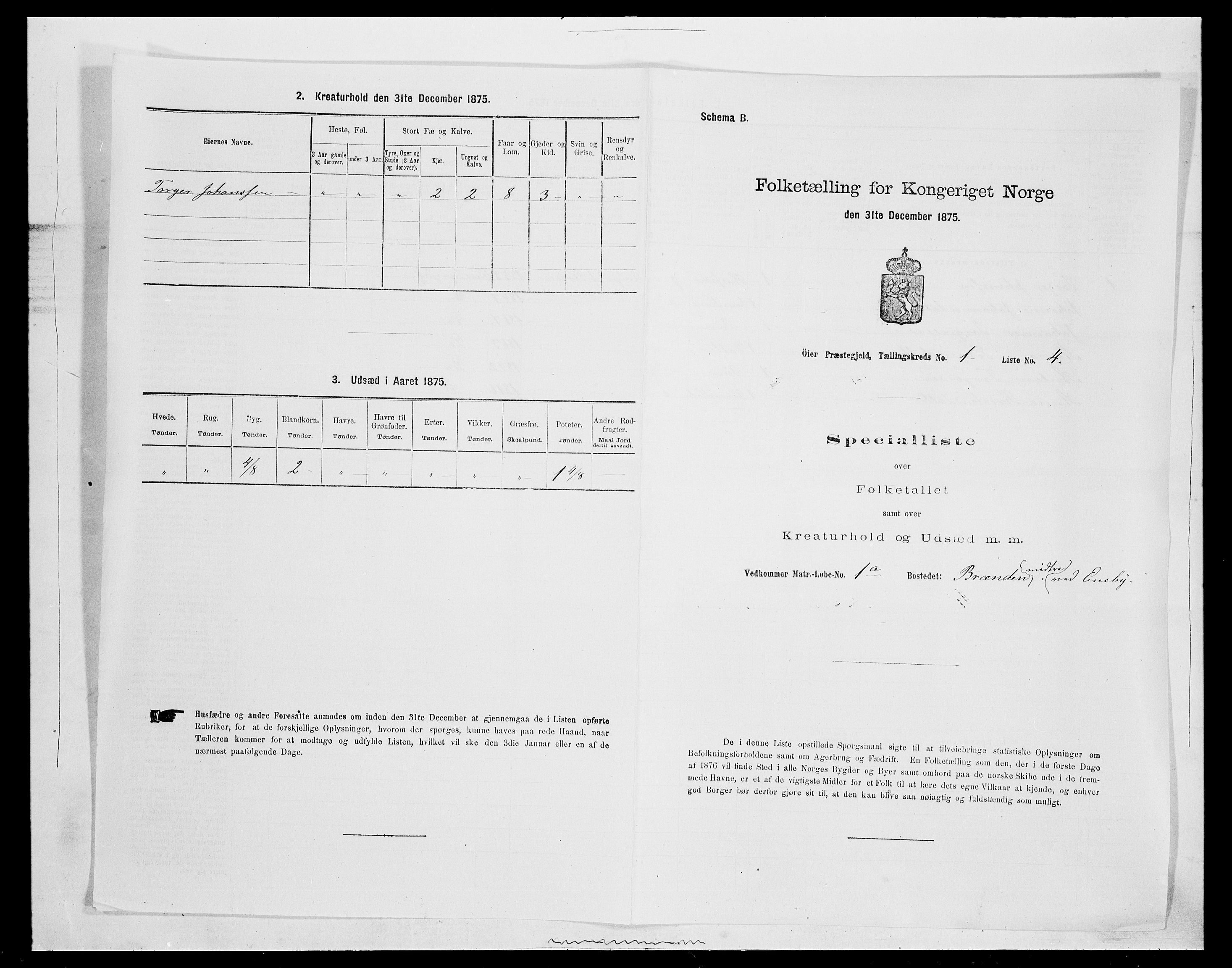 SAH, 1875 census for 0521P Øyer, 1875, p. 96