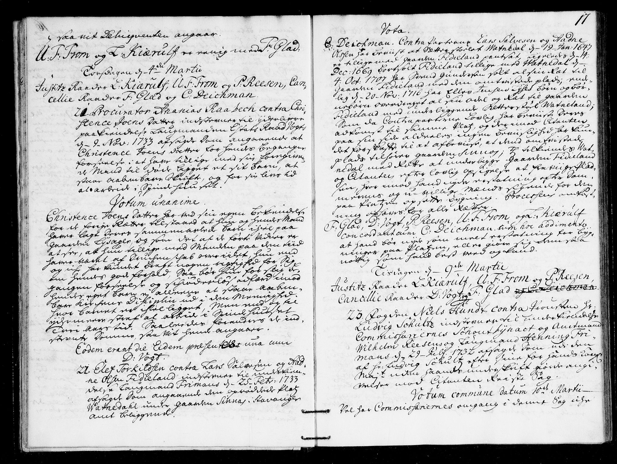 Overhoffretten 1667-1797, AV/RA-EA-2884/Ac/L0169: Voteringsprotokoll, 1734, p. 16b-17a