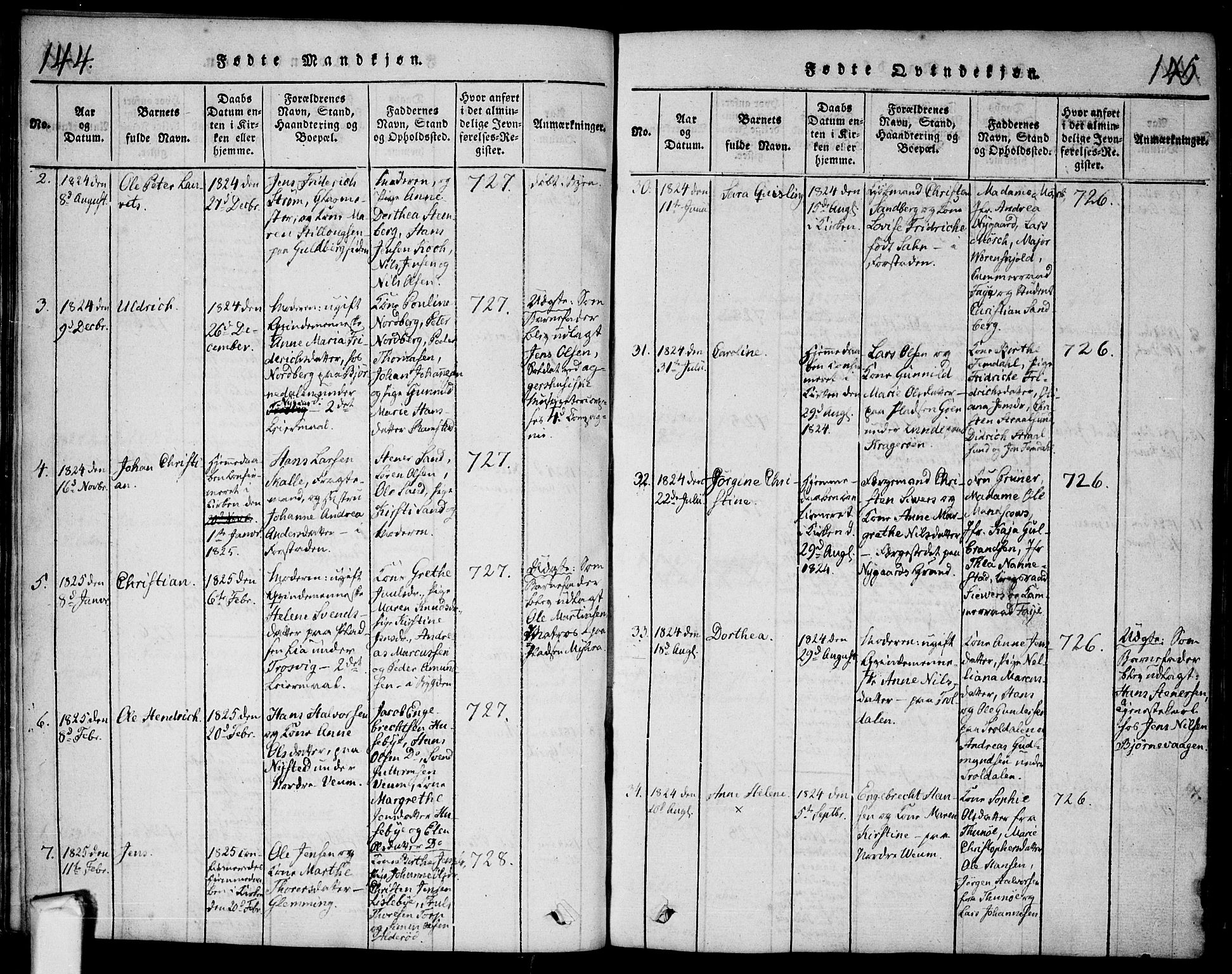 Glemmen prestekontor Kirkebøker, AV/SAO-A-10908/F/Fa/L0004: Parish register (official) no. 4, 1816-1838, p. 144-145