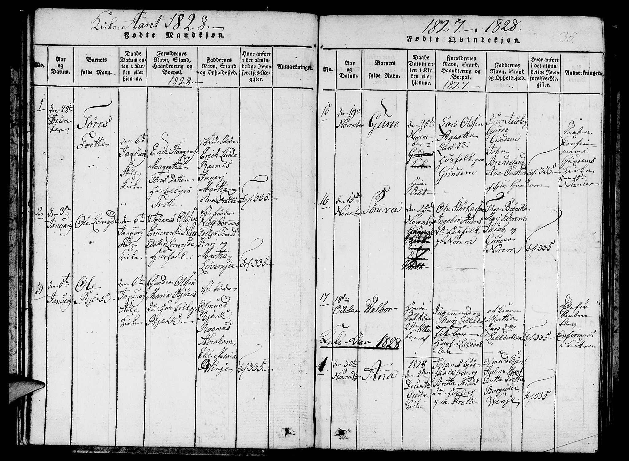 Etne sokneprestembete, SAB/A-75001/H/Hab: Parish register (copy) no. C 1, 1816-1841, p. 35