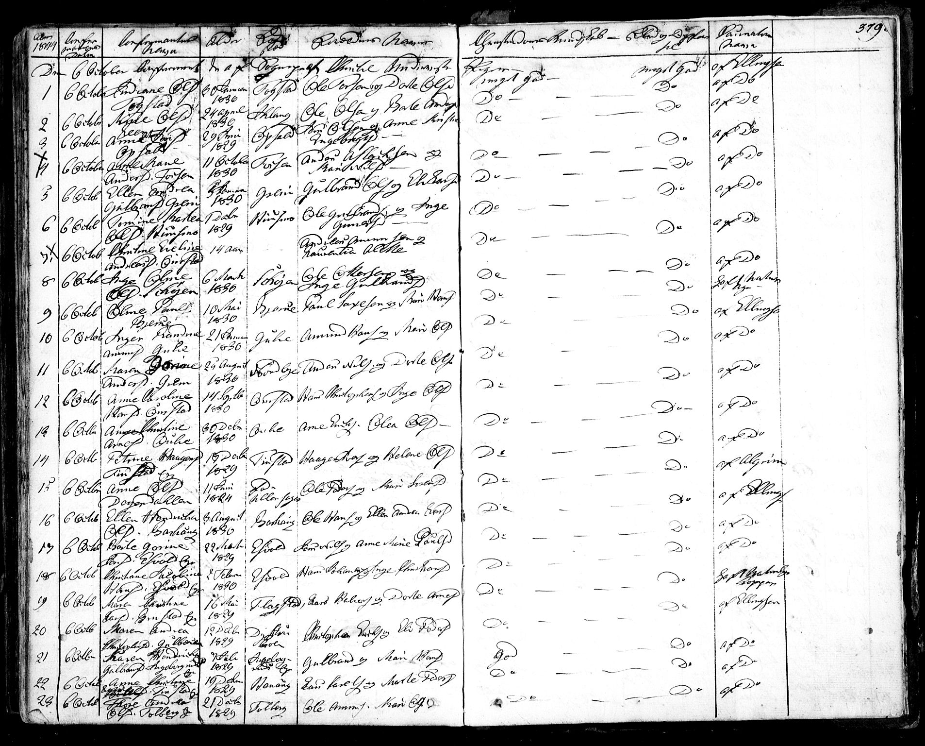 Nes prestekontor Kirkebøker, SAO/A-10410/F/Fa/L0006: Parish register (official) no. I 6, 1833-1845, p. 379