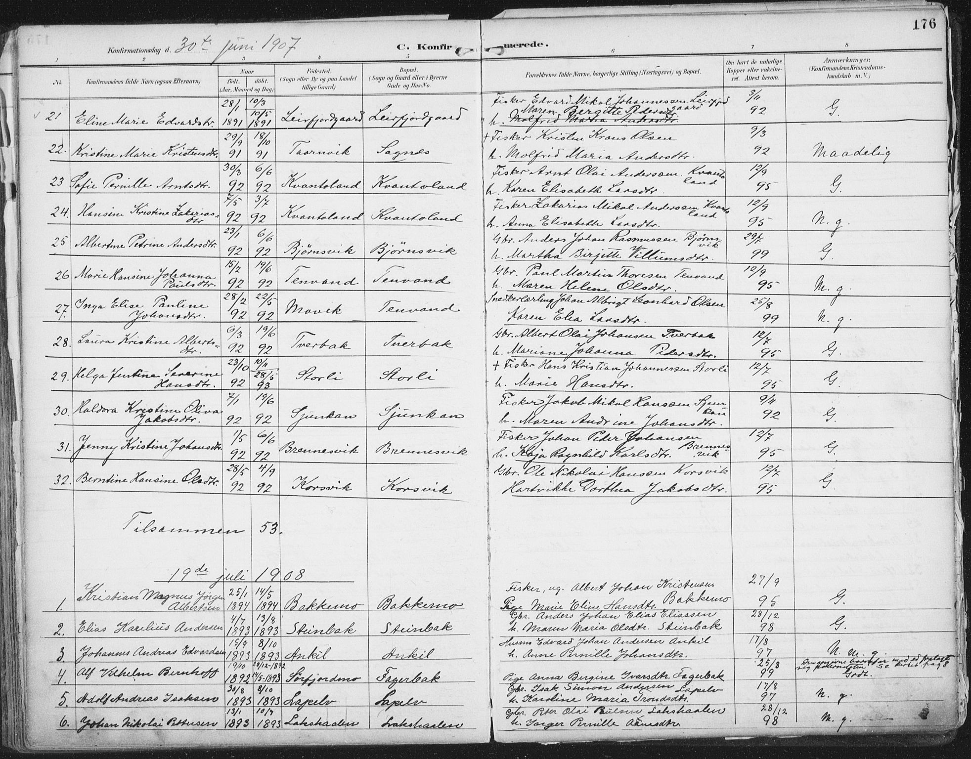 Ministerialprotokoller, klokkerbøker og fødselsregistre - Nordland, SAT/A-1459/854/L0779: Parish register (official) no. 854A02, 1892-1909, p. 176