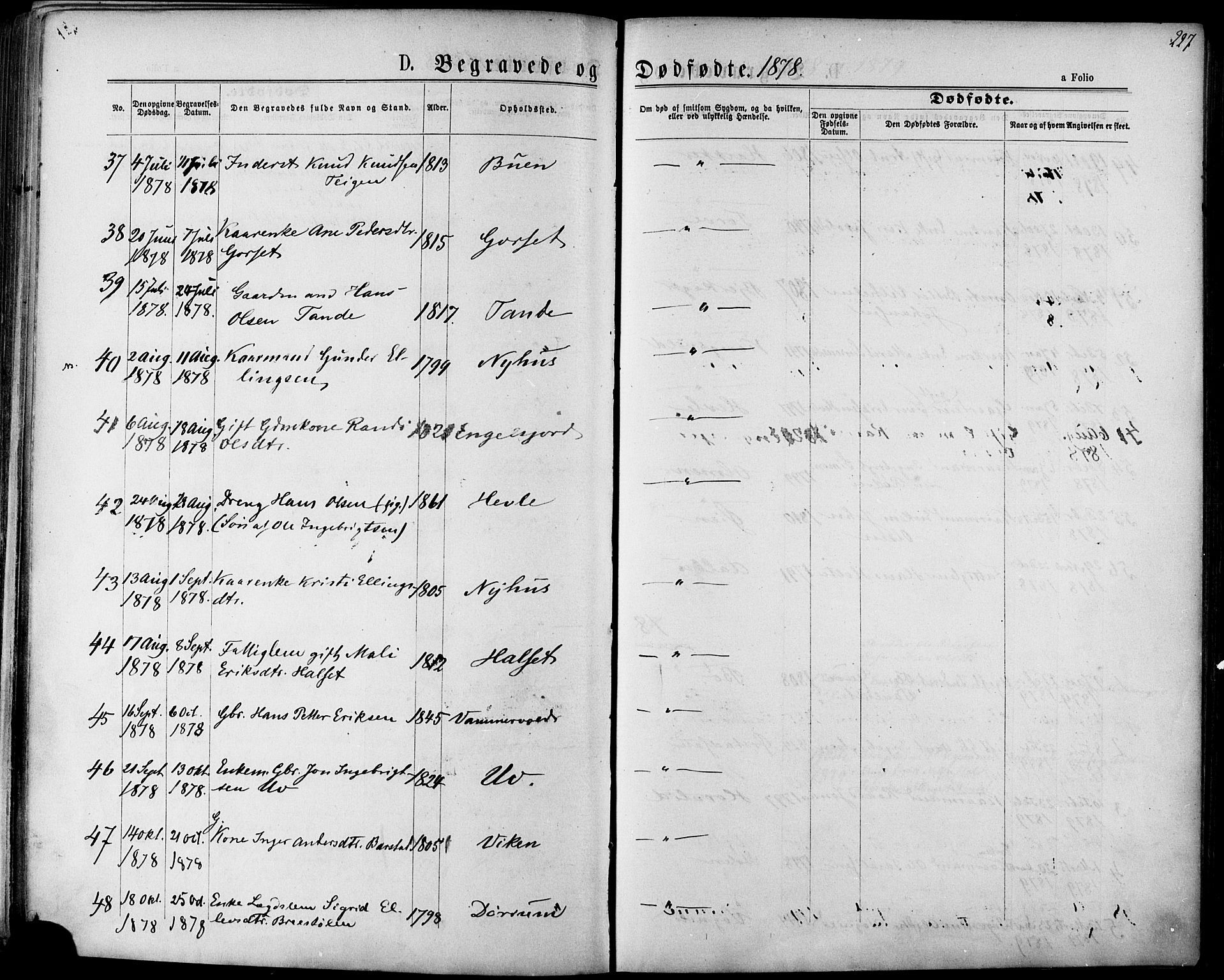 Ministerialprotokoller, klokkerbøker og fødselsregistre - Sør-Trøndelag, AV/SAT-A-1456/678/L0900: Parish register (official) no. 678A09, 1872-1881, p. 227