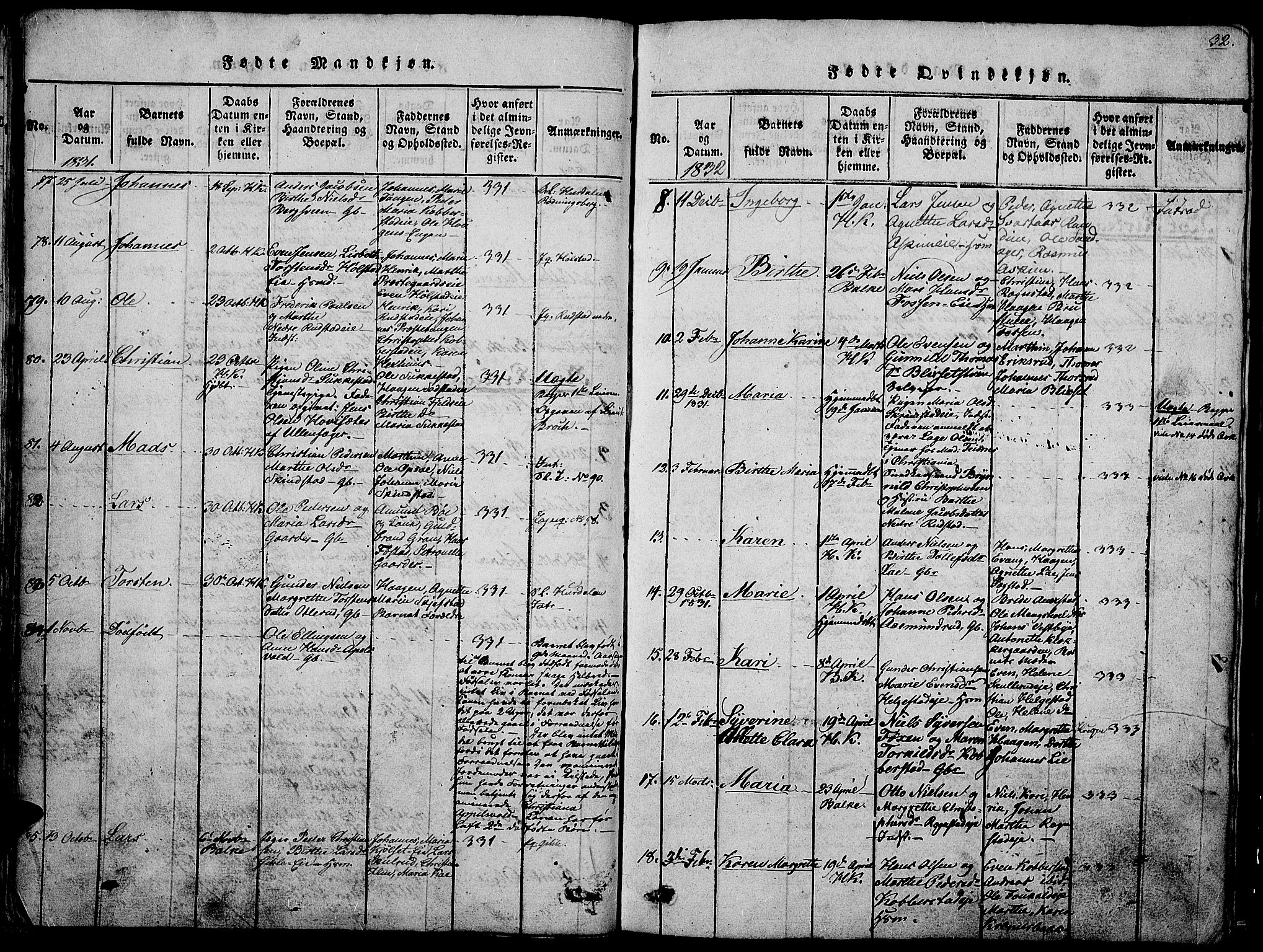Østre Toten prestekontor, SAH/PREST-104/H/Ha/Hab/L0001: Parish register (copy) no. 1, 1827-1839, p. 32