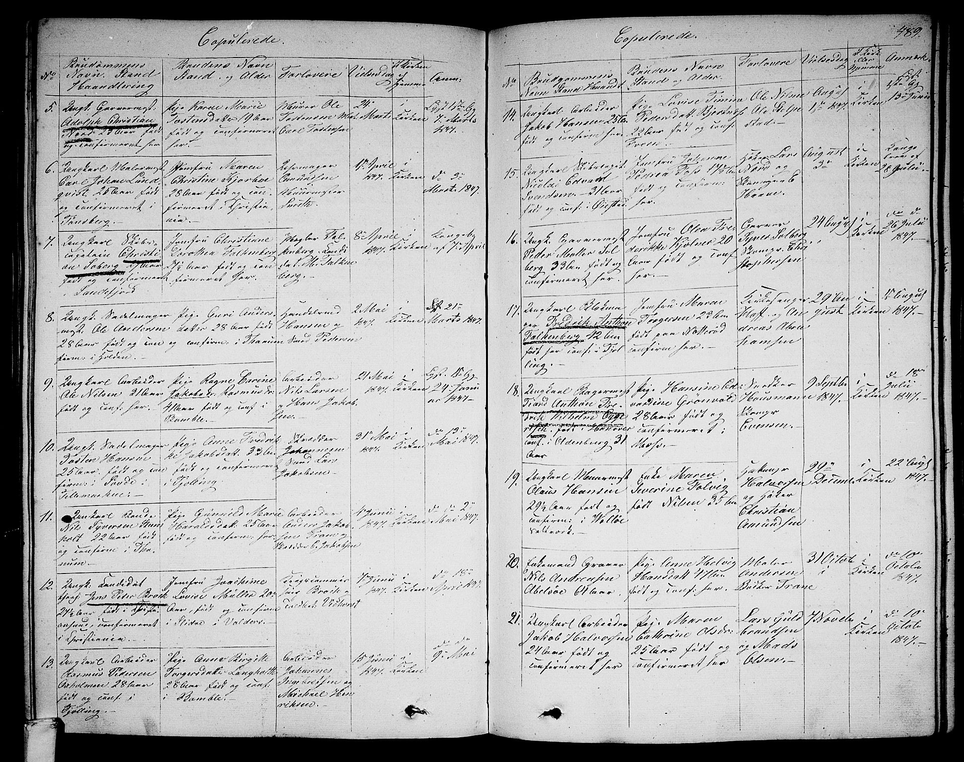 Larvik kirkebøker, SAKO/A-352/G/Ga/L0003b: Parish register (copy) no. I 3B, 1830-1870, p. 489