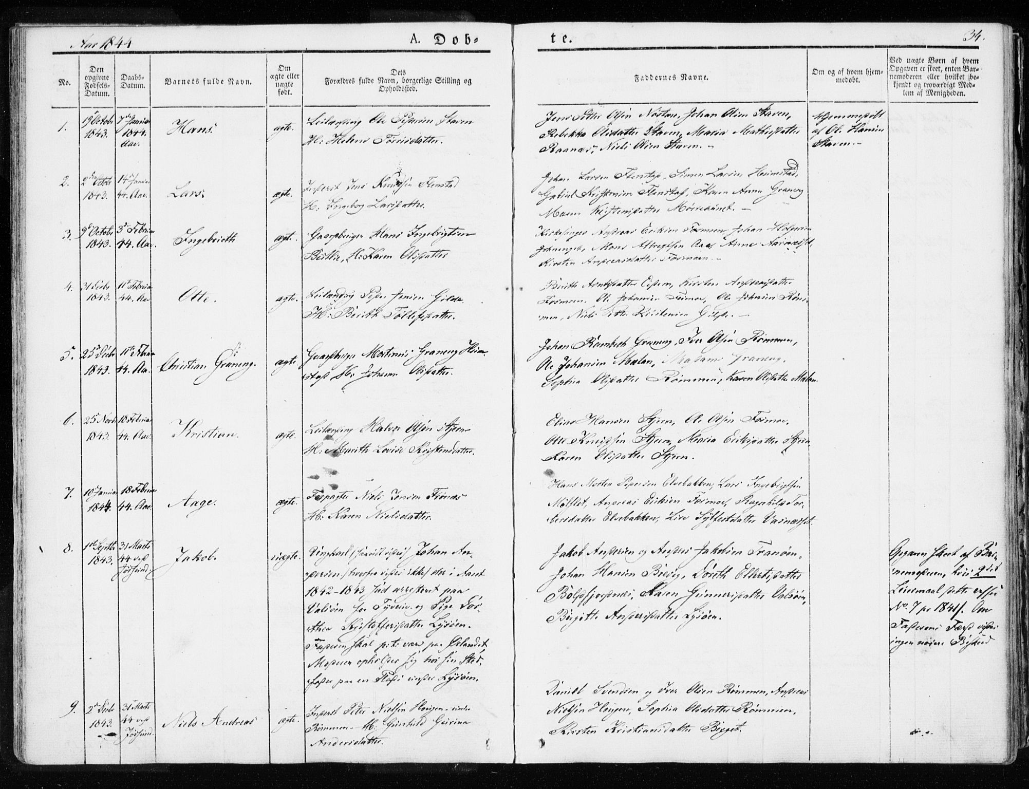Ministerialprotokoller, klokkerbøker og fødselsregistre - Sør-Trøndelag, SAT/A-1456/655/L0676: Parish register (official) no. 655A05, 1830-1847, p. 34