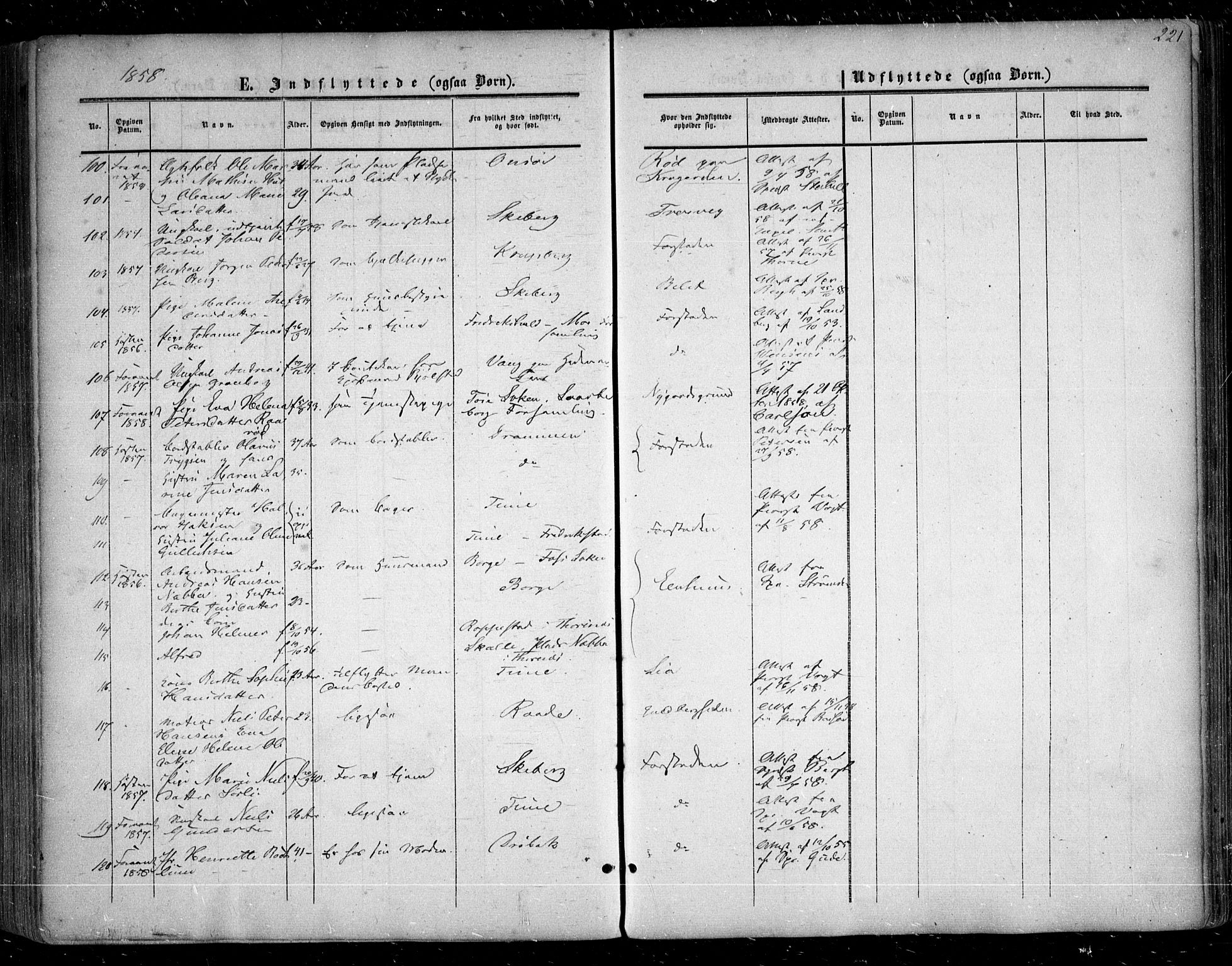 Glemmen prestekontor Kirkebøker, SAO/A-10908/F/Fa/L0007: Parish register (official) no. 7, 1853-1862, p. 221