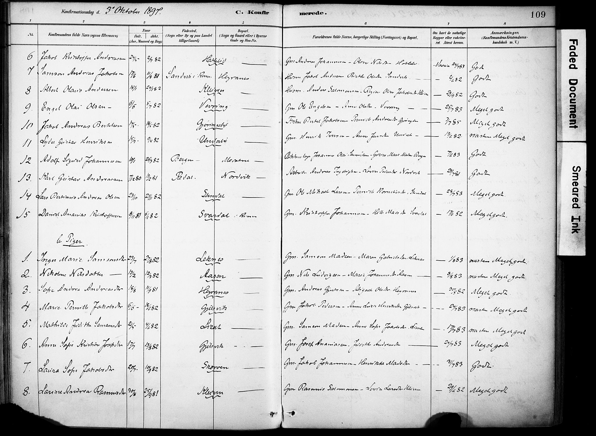 Førde sokneprestembete, AV/SAB-A-79901/H/Haa/Haae/L0001: Parish register (official) no. E 1, 1881-1911, p. 109