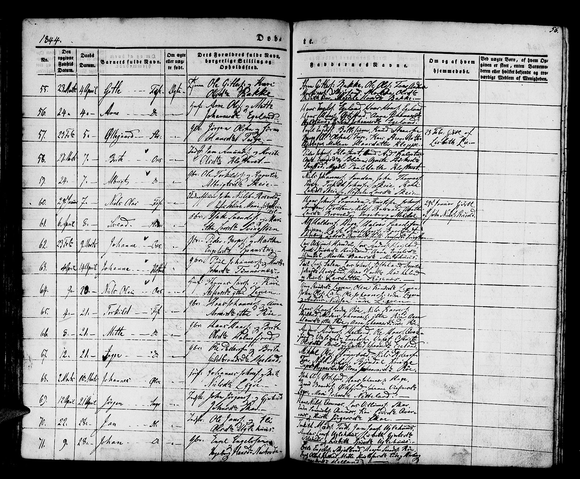 Os sokneprestembete, AV/SAB-A-99929: Parish register (official) no. A 15, 1839-1851, p. 56