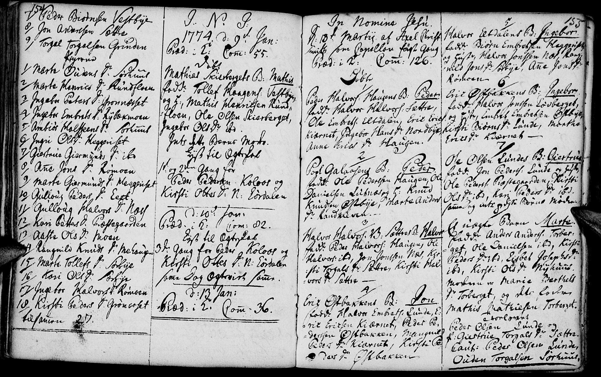 Elverum prestekontor, AV/SAH-PREST-044/H/Ha/Haa/L0004: Parish register (official) no. 4, 1761-1780, p. 154-155