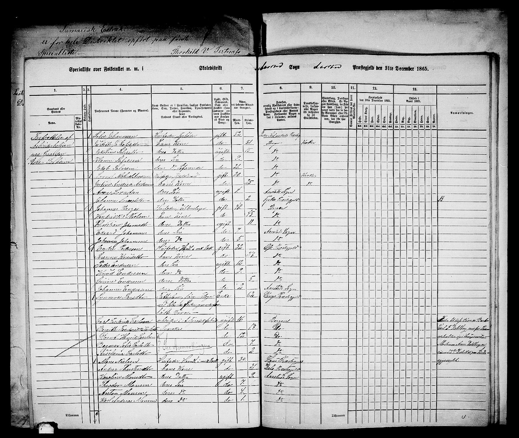 RA, 1865 census for St. Jørgens Hospital/Årstad, 1865, p. 29