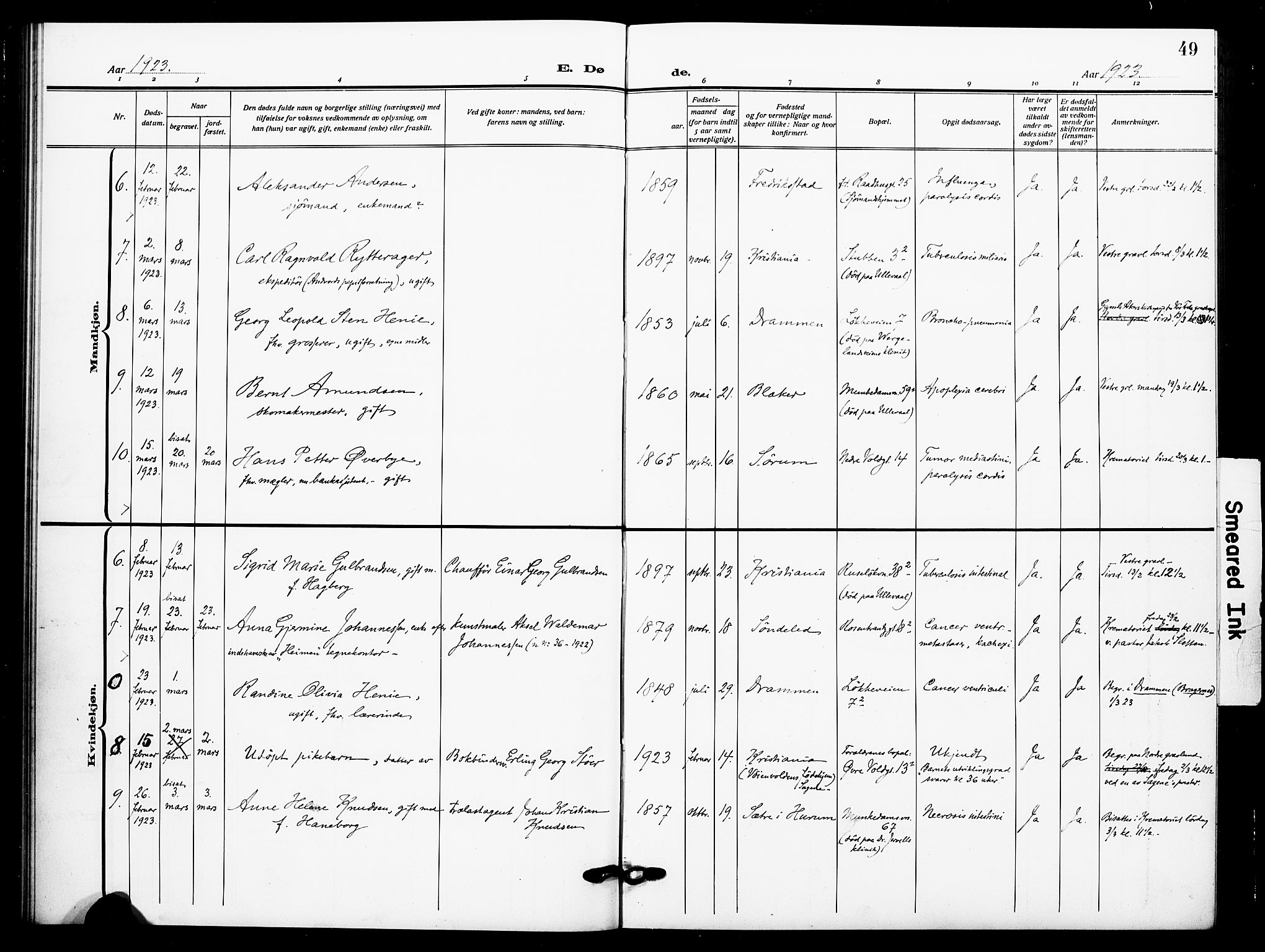 Johannes prestekontor Kirkebøker, AV/SAO-A-10852/F/Fa/L0012: Parish register (official) no. 12, 1918-1930, p. 49