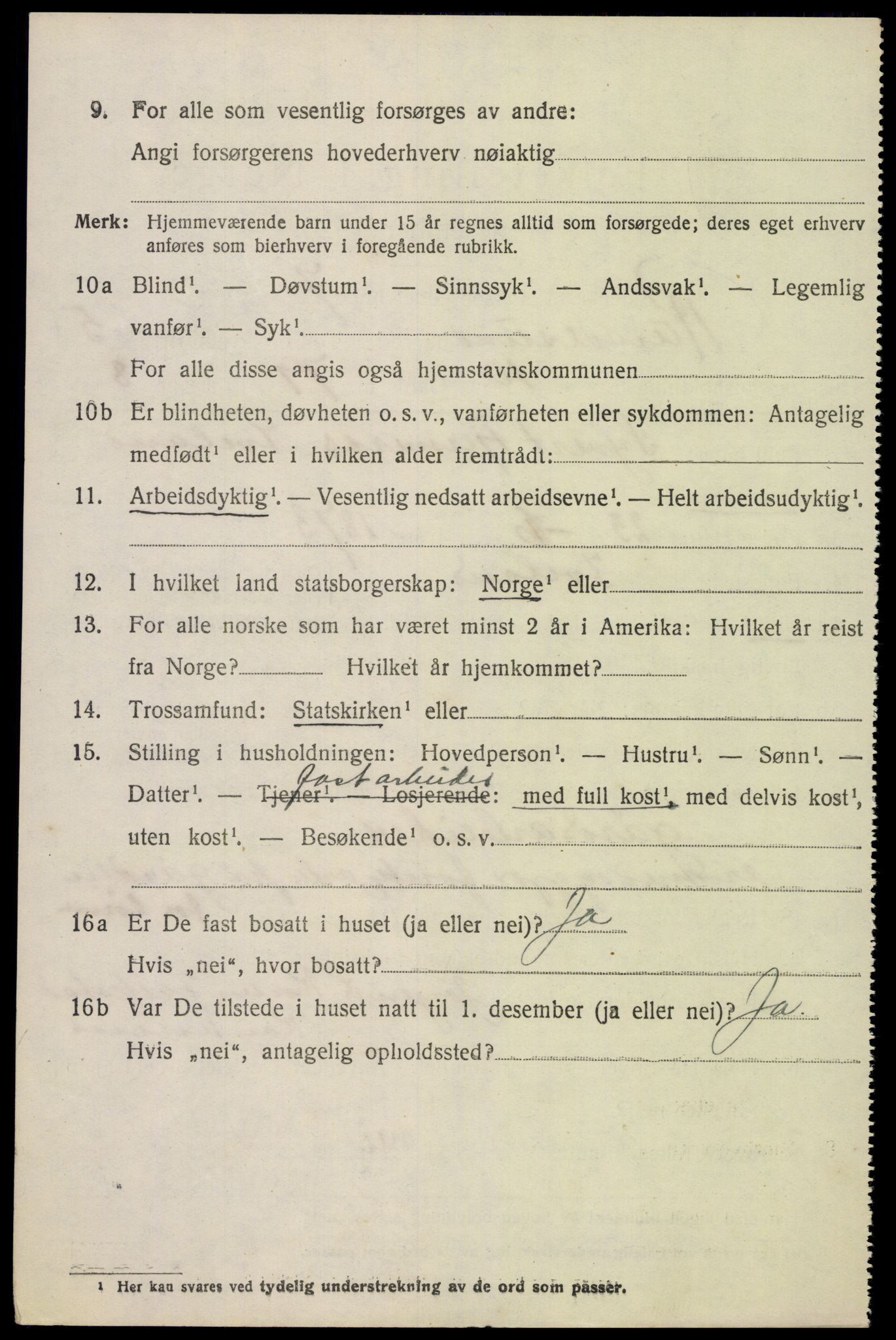 SAK, 1920 census for Randesund, 1920, p. 2425