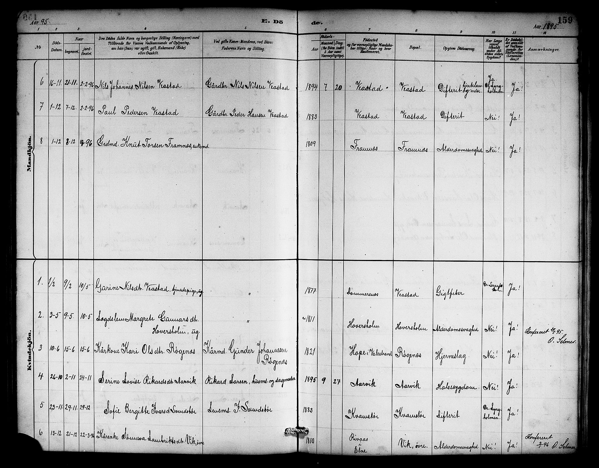 Sveio Sokneprestembete, SAB/A-78501/H/Hab: Parish register (copy) no. C 3, 1887-1902, p. 159
